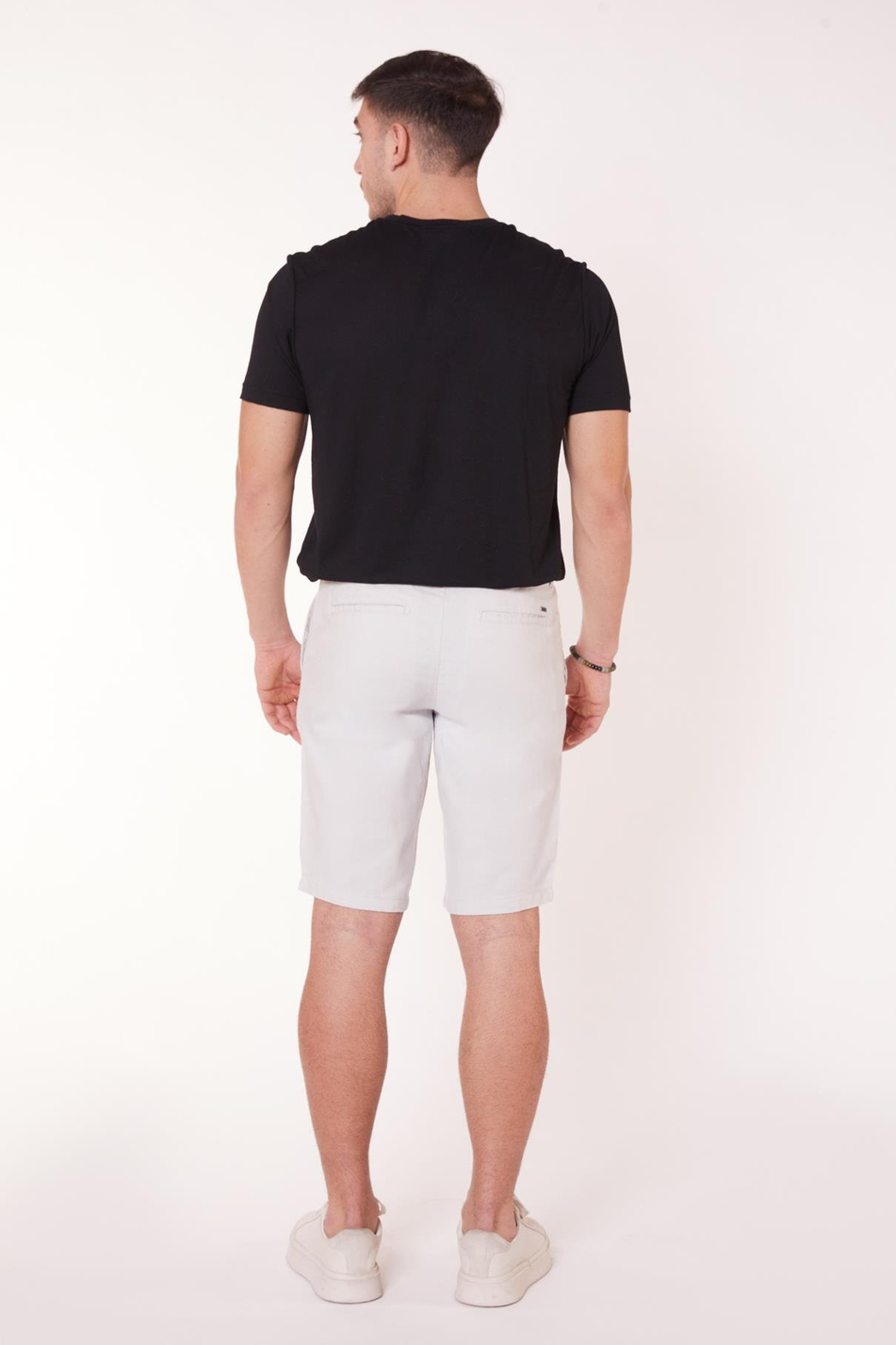 Erkek Beli Yarım Lastikli Keten Görünümlü Pamuk Şort Gri