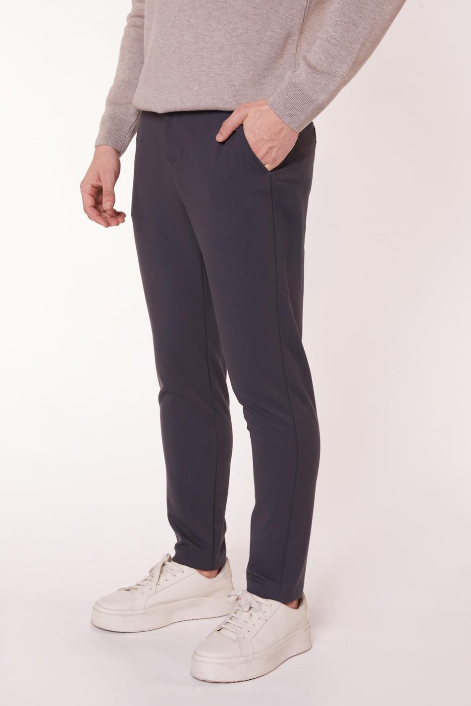 Erkek Chino Arka Cep Fleto Klasik Pantolon Antrasit