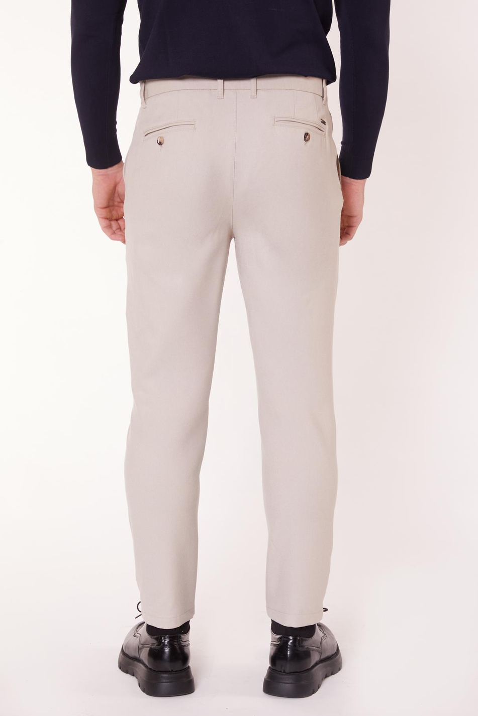 Erkek Chino Arka Cep Fleto Klasik Pantolon Bej
