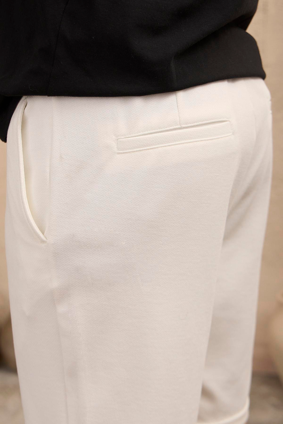 Erkek Lastikli Bel Kordonlu Duble Paça Beyaz Şort