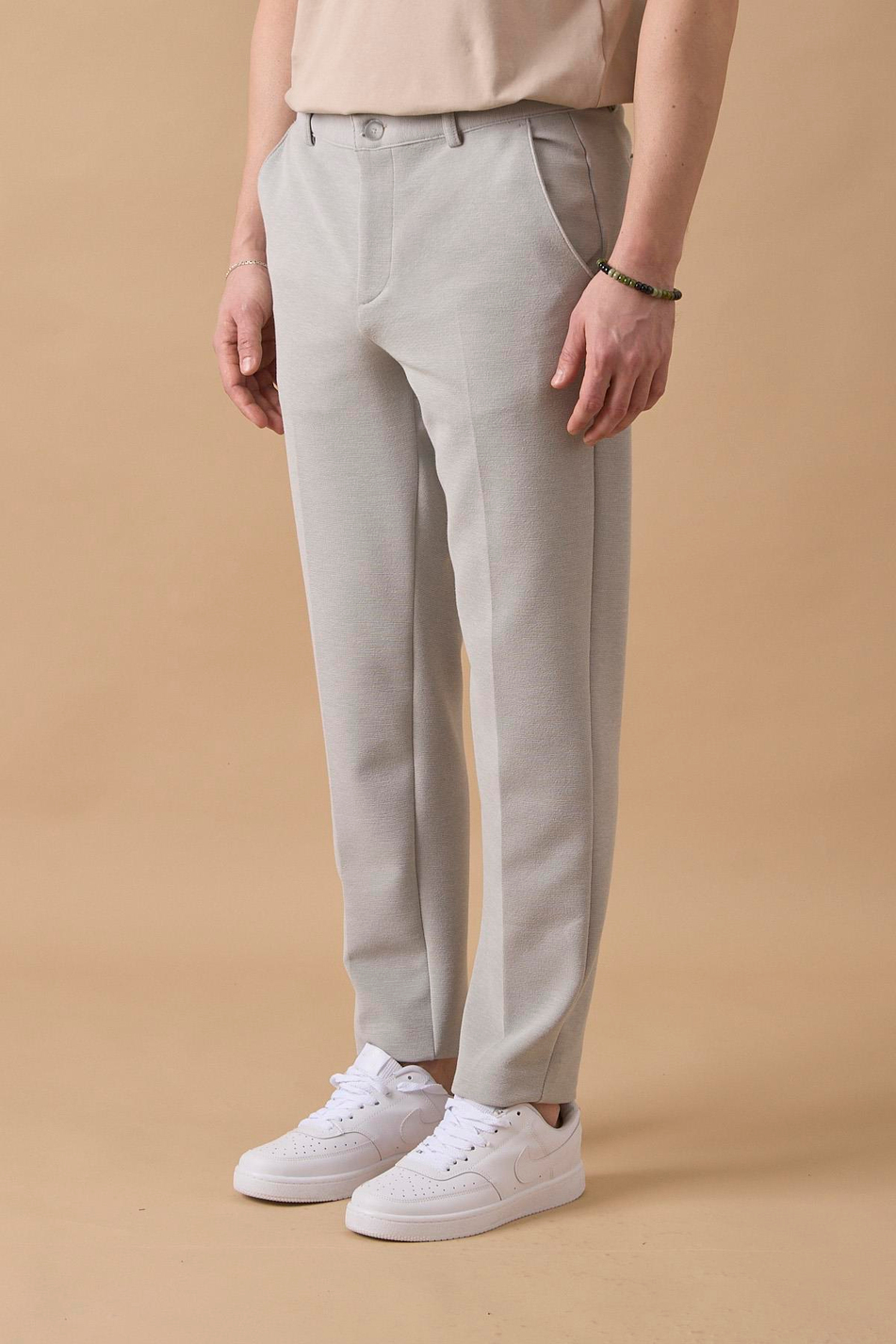 Erkek Likralı Dokulu Gri Pantolon