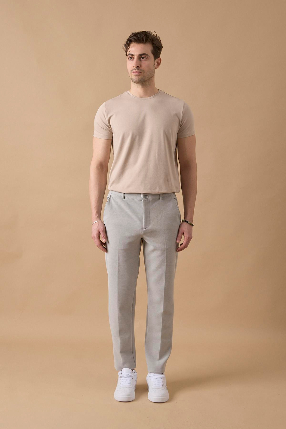 Erkek Likralı Dokulu Gri Pantolon