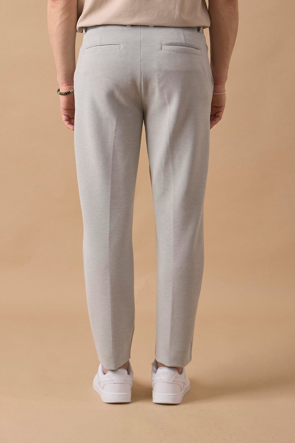 Erkek Likralı Dokulu Gri Pantolon