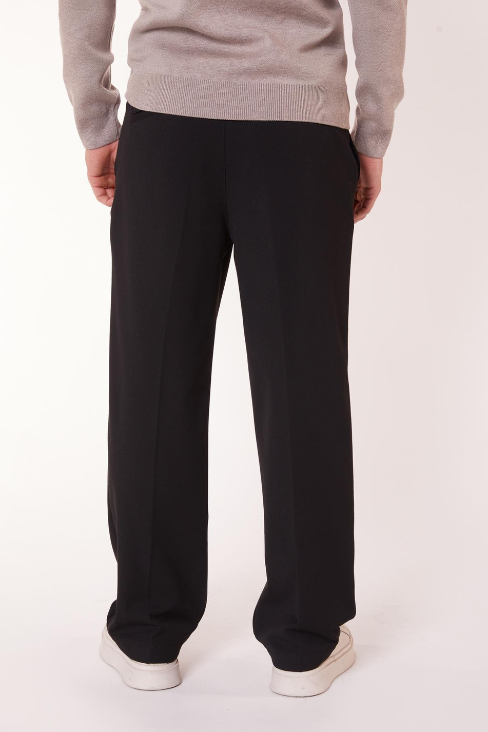 Erkek Pileli Dökümlü Geniş Paça Siyah Baggy Pantolon