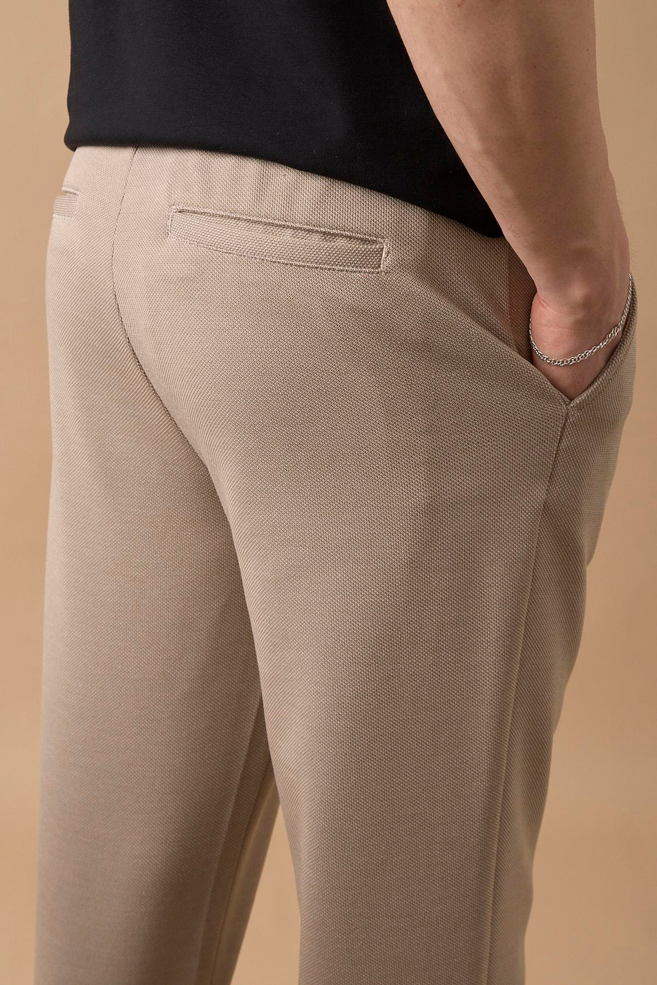 Erkek Regular Fit Orta Bel Düz Paça Bej Pantolon