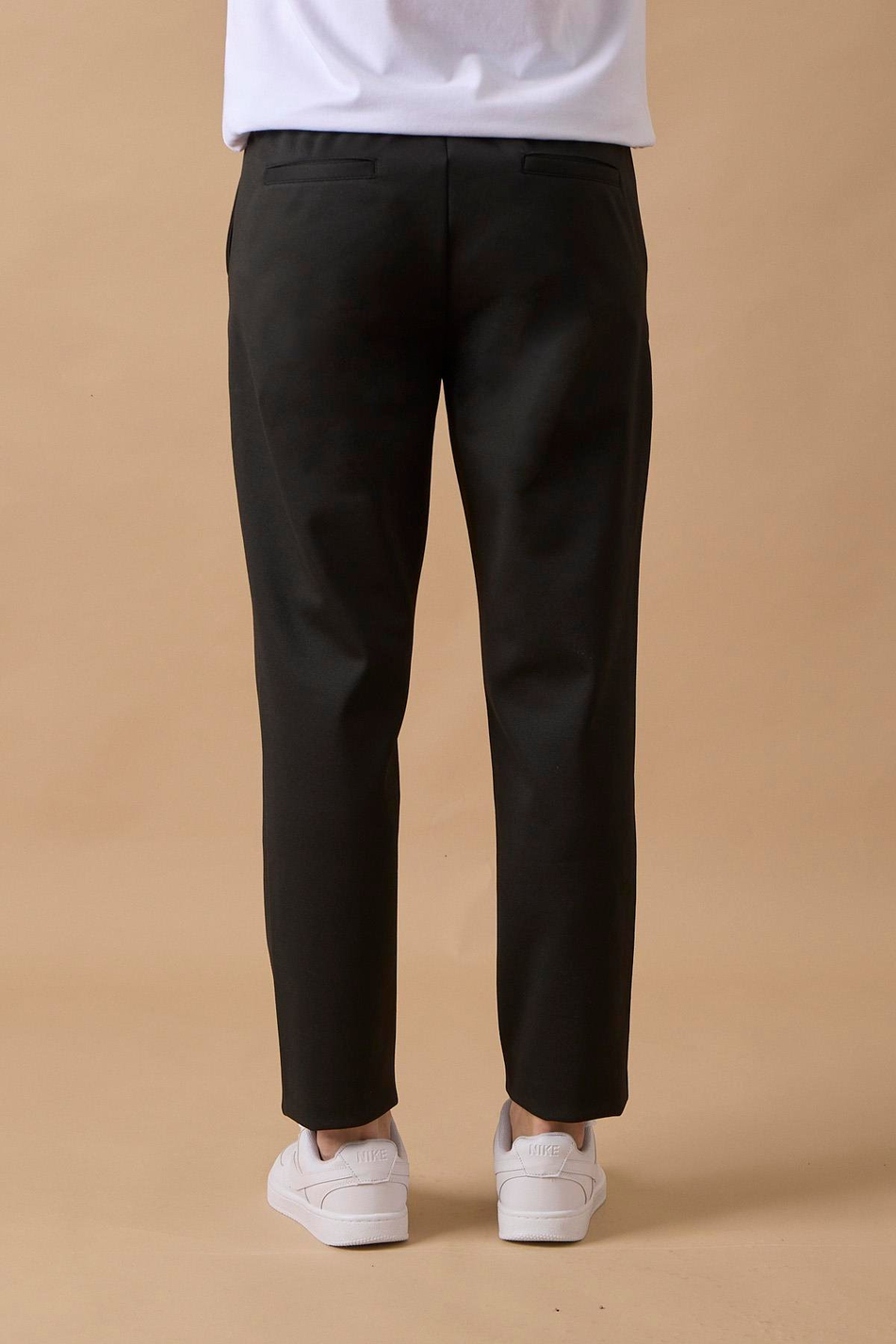 Erkek Slim Fit Orta Bel Siyah Pantolon