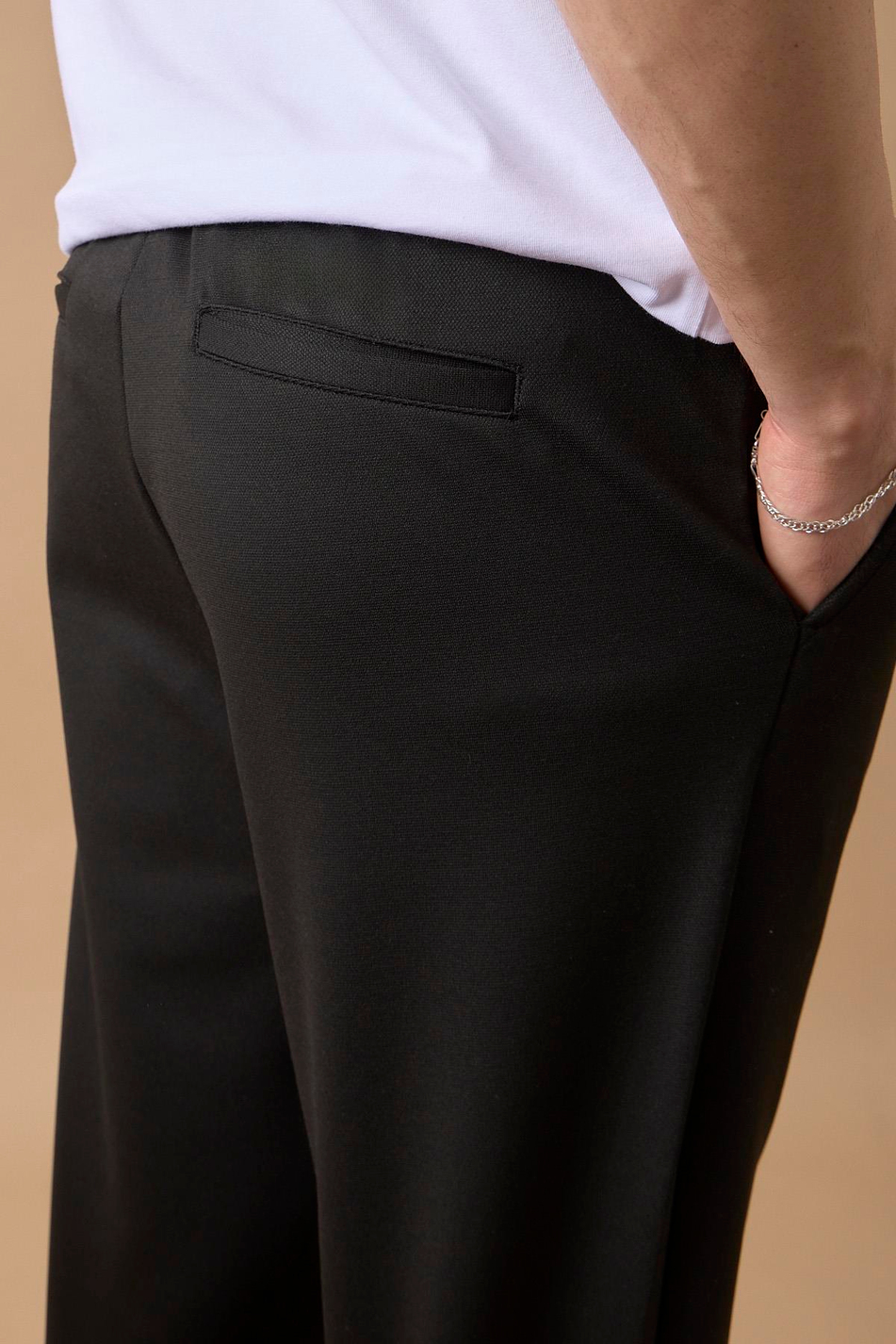 Erkek Slim Fit Orta Bel Siyah Pantolon