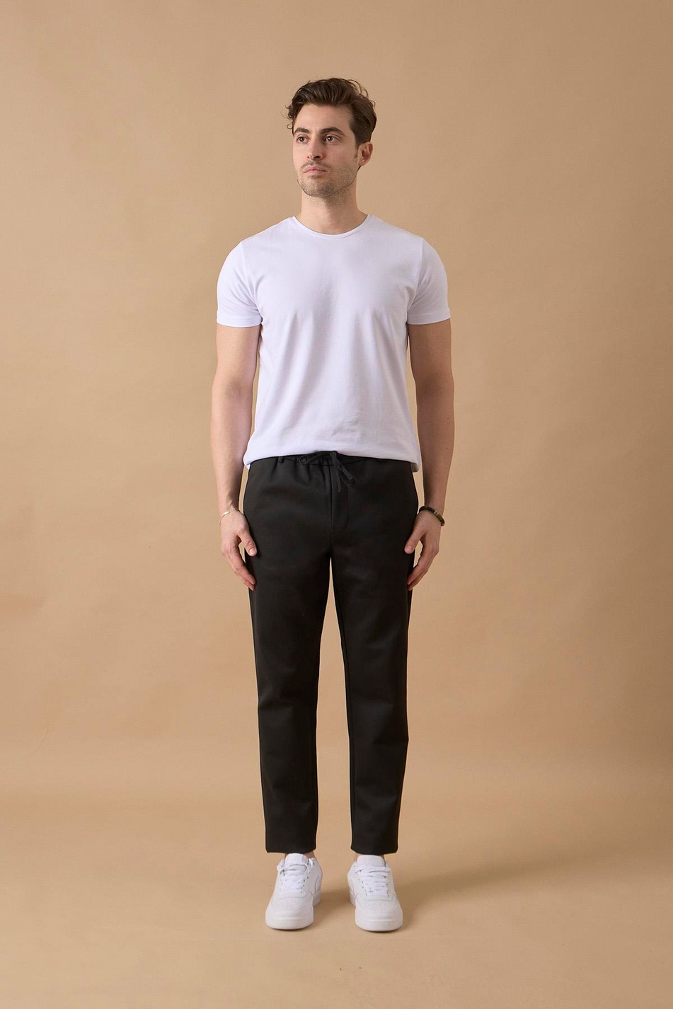 Erkek Slim Fit Orta Bel Siyah Pantolon