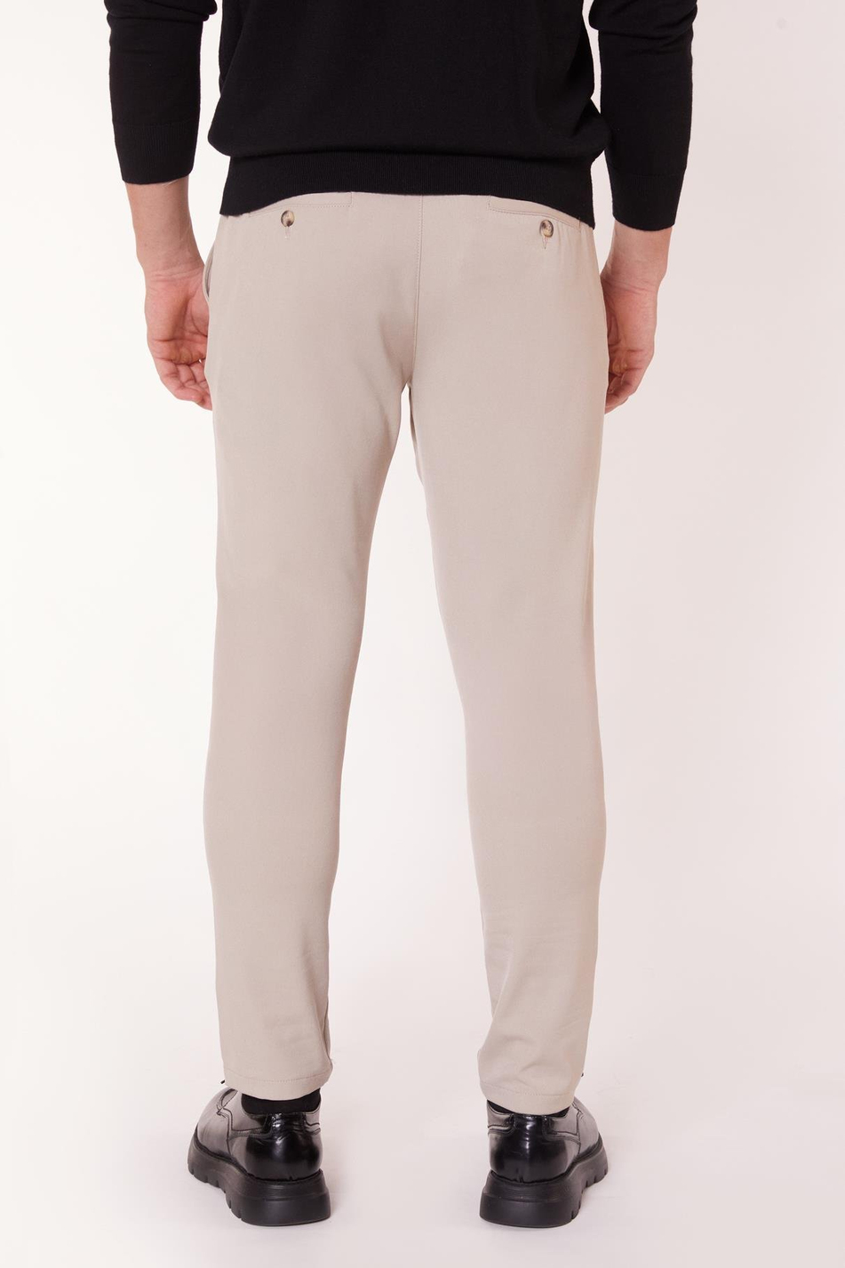 Erkek Yandan Cepli Bel Bağcıklı Fermuarlı Slim Fit Chino Bej Pantolon