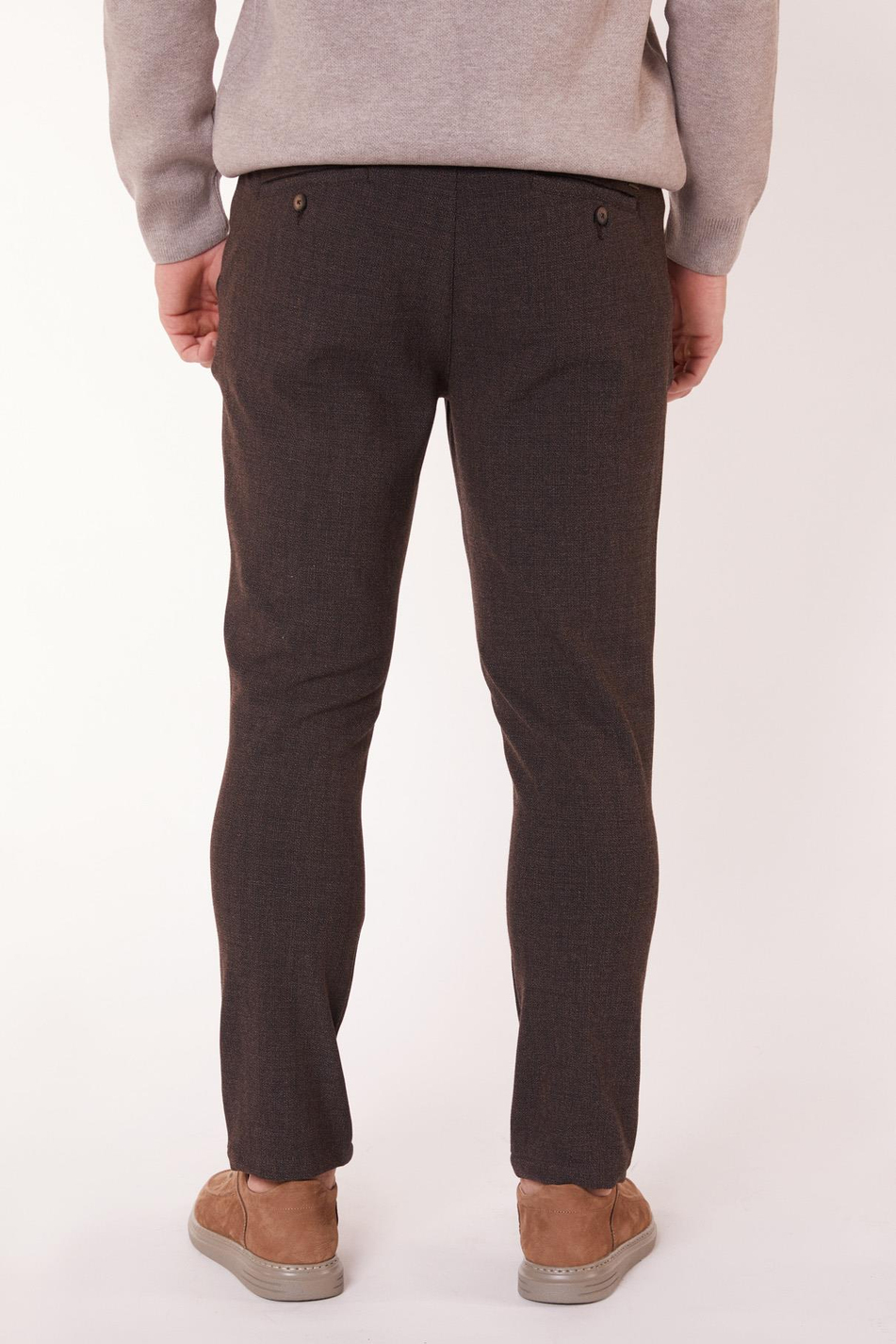 Erkek Yandan Cepli Bel Bağcıklı Slim Fit Chino Kahverengi Pantolon
