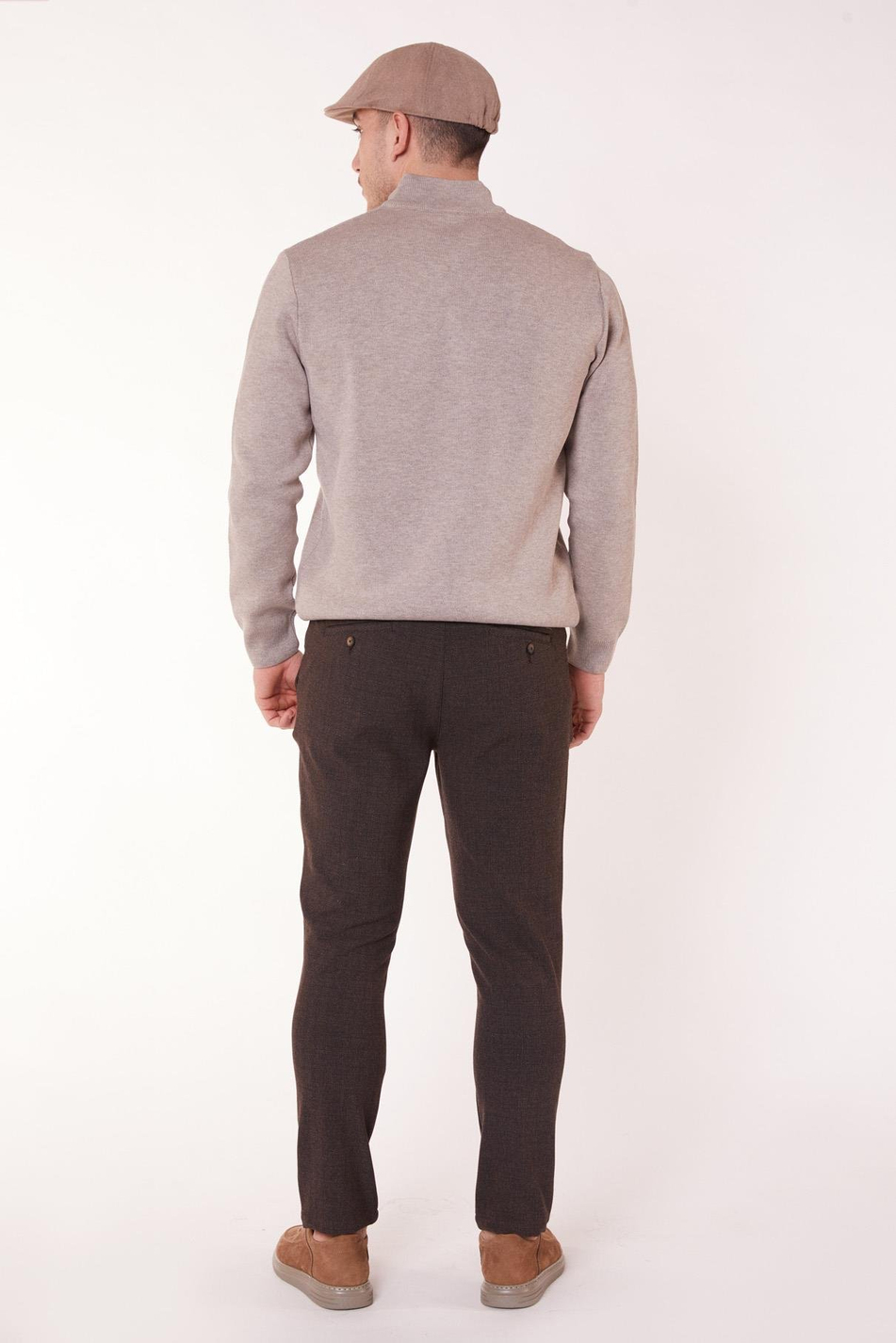 Erkek Yandan Cepli Bel Bağcıklı Slim Fit Chino Kahverengi Pantolon