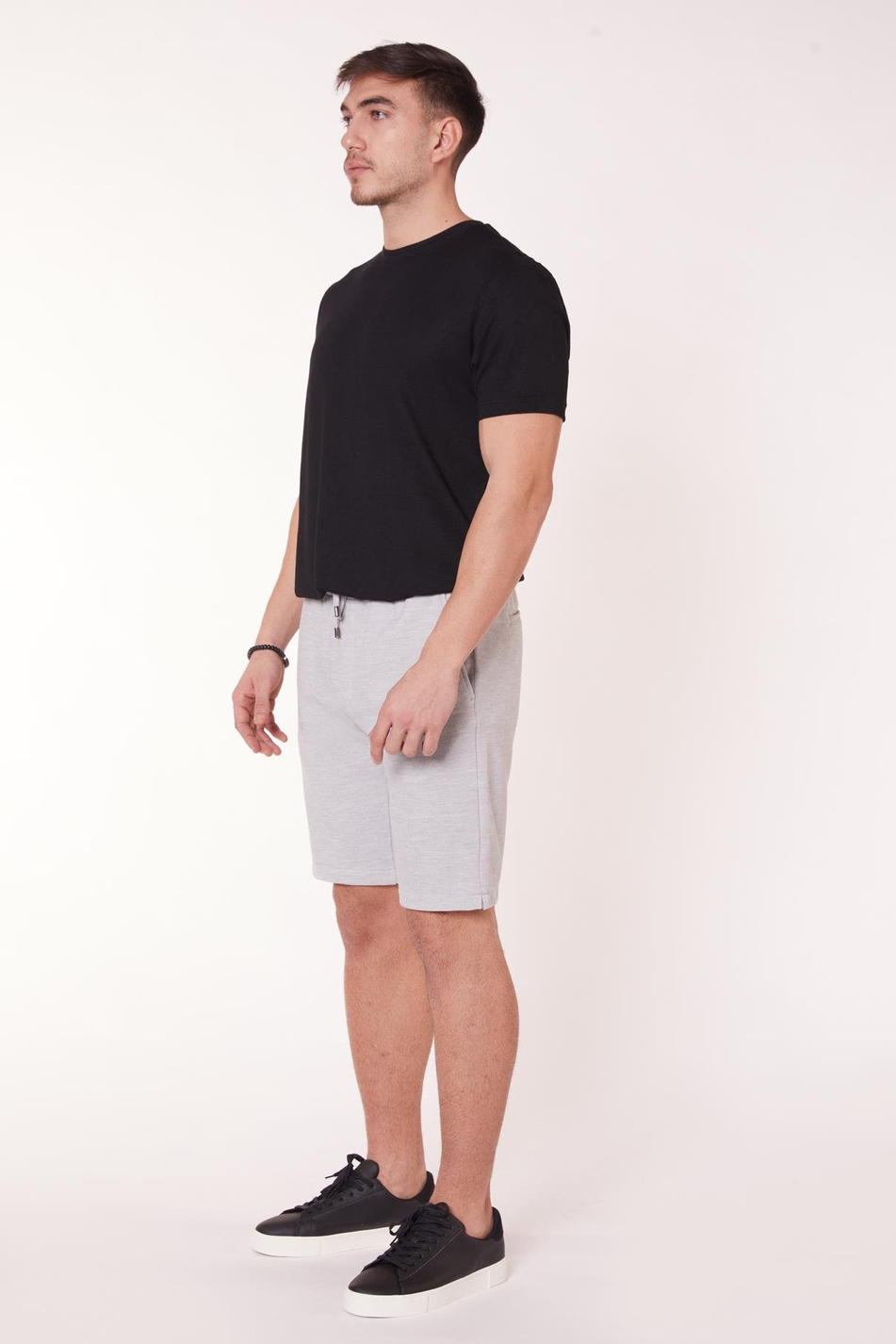 Erkek Yandan Cepli Beli Bağcıklı Jogger Gri Şort