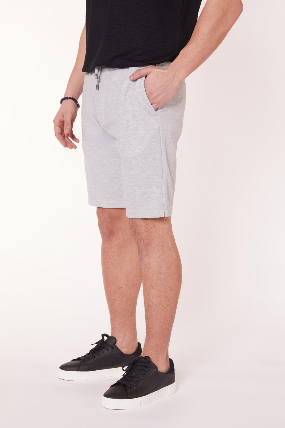 Erkek Yandan Cepli Beli Bağcıklı Jogger Gri Şort