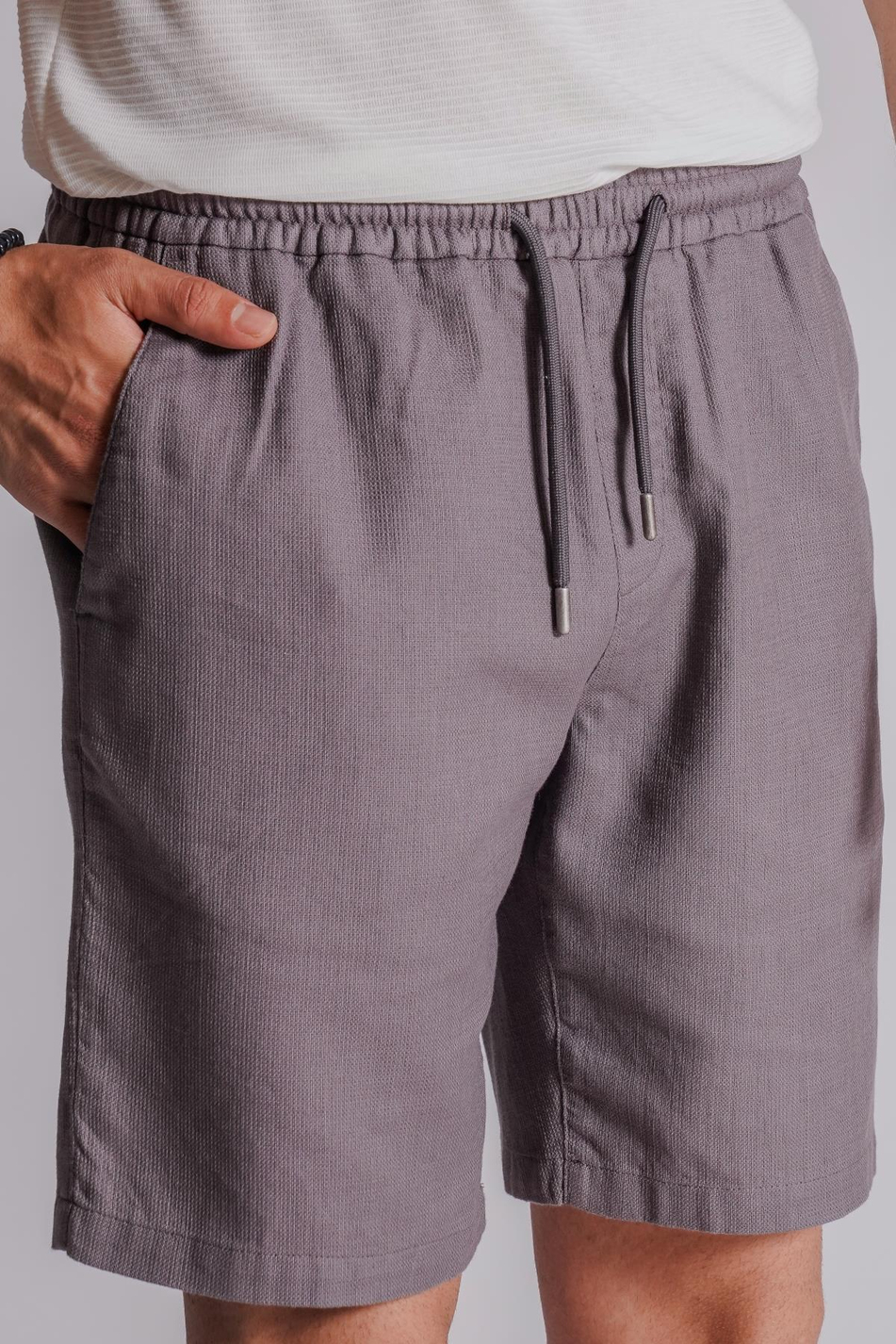 Erkek Yandan Cepli Beli Lastikli Keten Dokulu Relaxed Fit Jogger Şort Antrasit