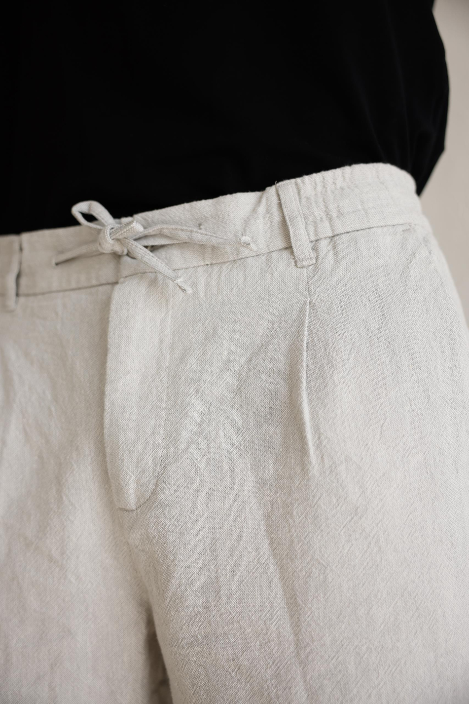 Erkek Yandan Cepli Beli Lastikli Keten Karışımlı Relaxed Fit Gri