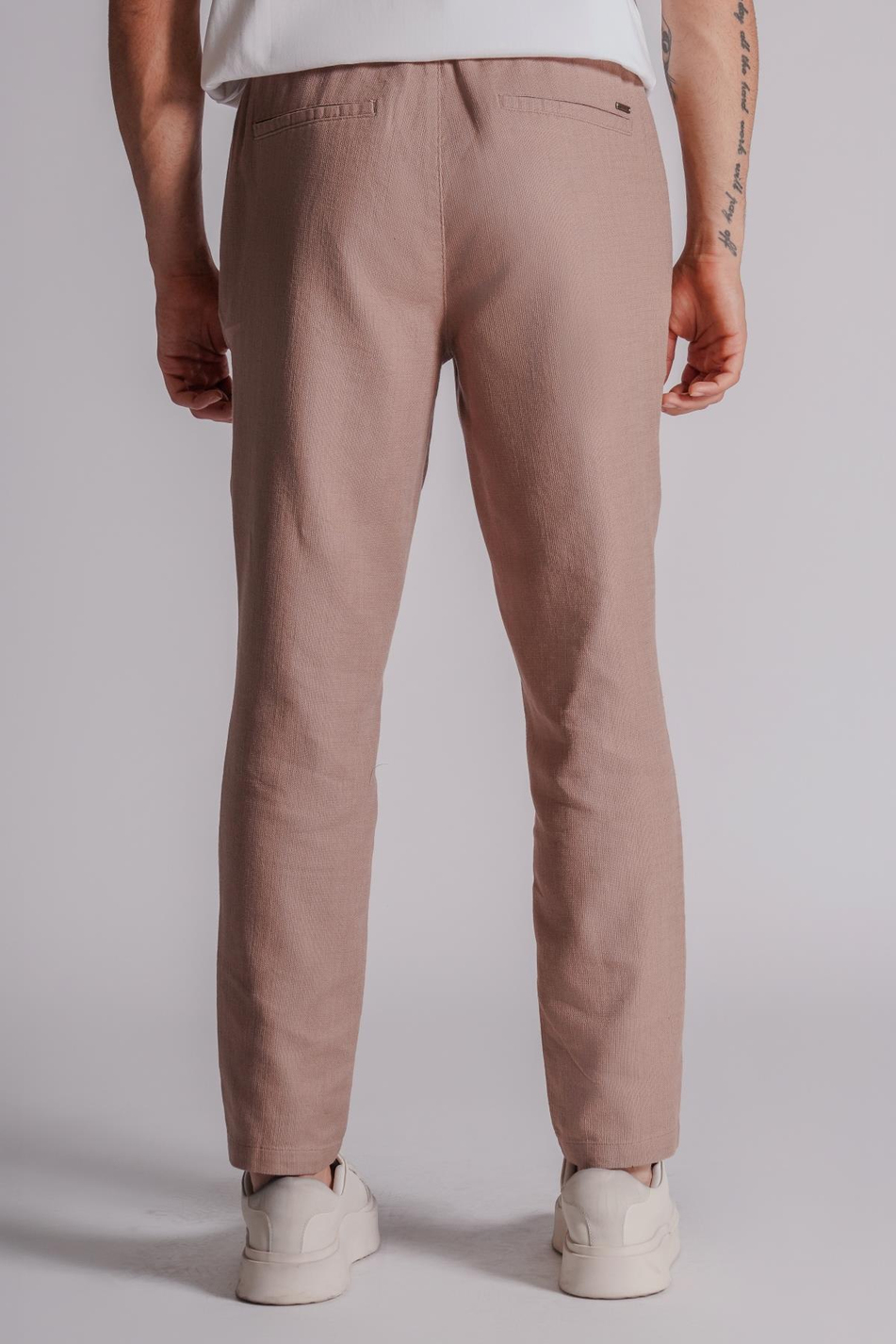 Erkek Yandan Cepli Beli Lastikli Keten Dokulu Relaxed Fit Jogger Pantolon Vizon