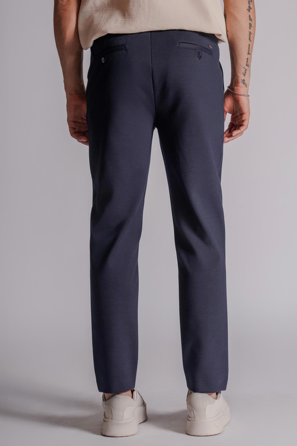 Erkek Yandan Cepli Beli Lastikli Relaxed Fit Chino Pantolon Lacivert