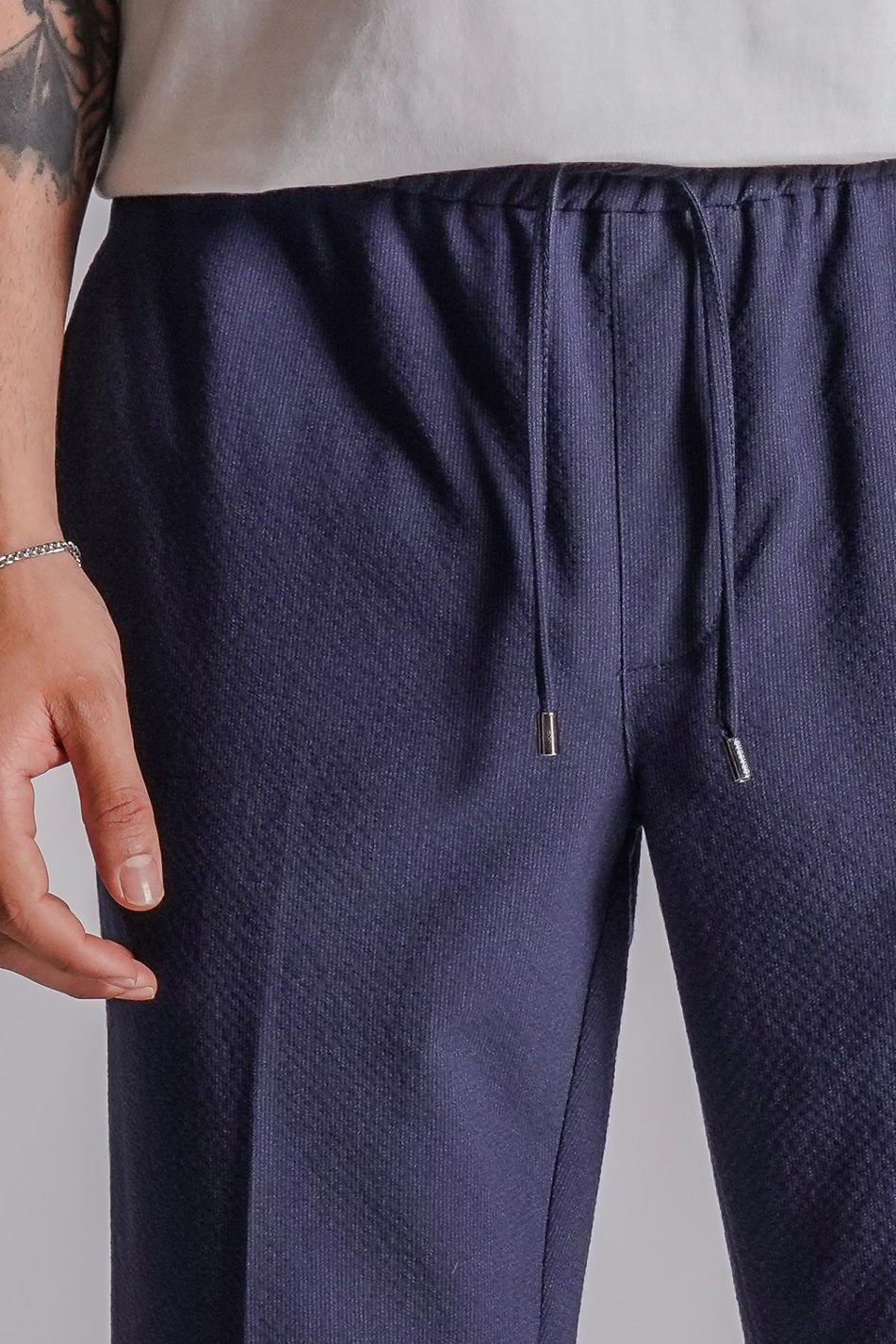 Erkek Yandan Cepli Beli Lastikli Slim Fit Chino Pantolon Lacivert