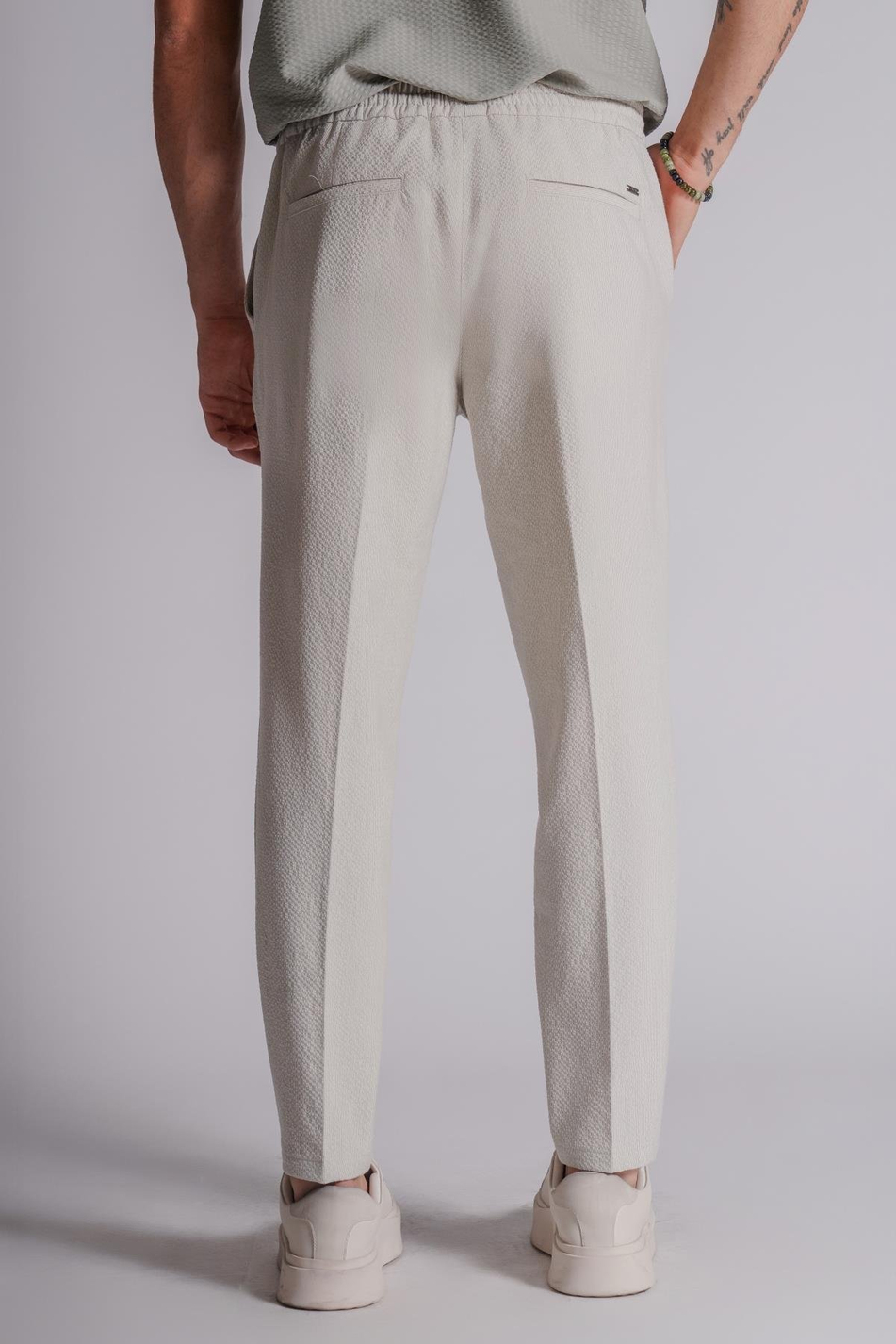 Erkek Yandan Cepli Beli Lastikli Slim Fit Chino Pantolon  Bej