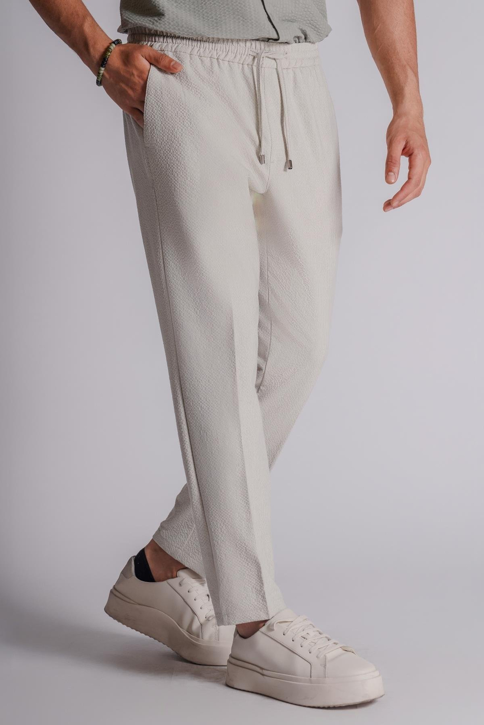 Erkek Yandan Cepli Beli Lastikli Slim Fit Chino Pantolon  Bej