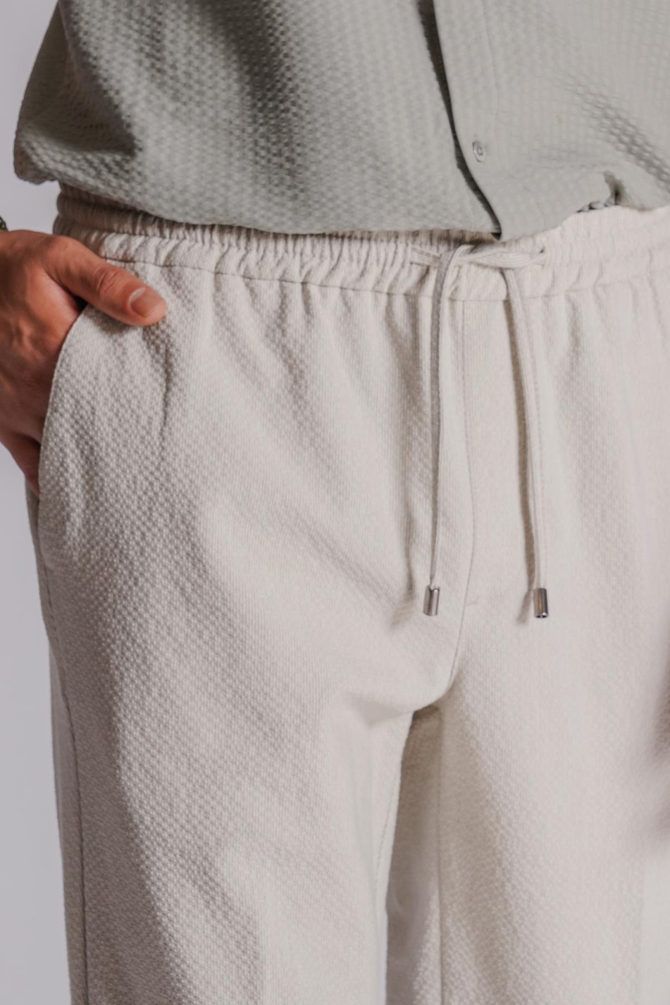 Erkek Yandan Cepli Beli Lastikli Slim Fit Chino Pantolon  Bej