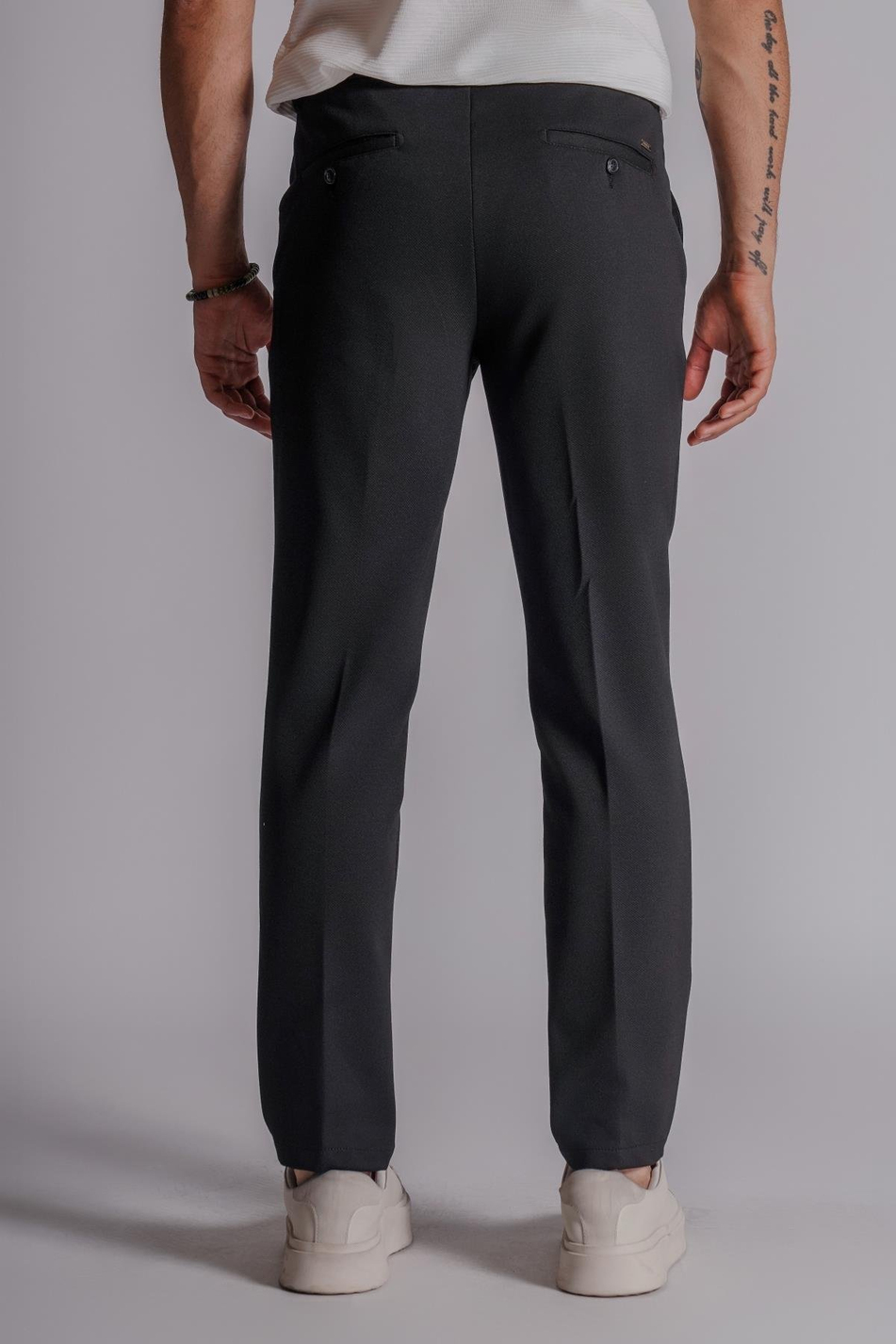 Erkek Yandan Cepli Beli Lastikli Slim Fit Chino Pantolon Siyah