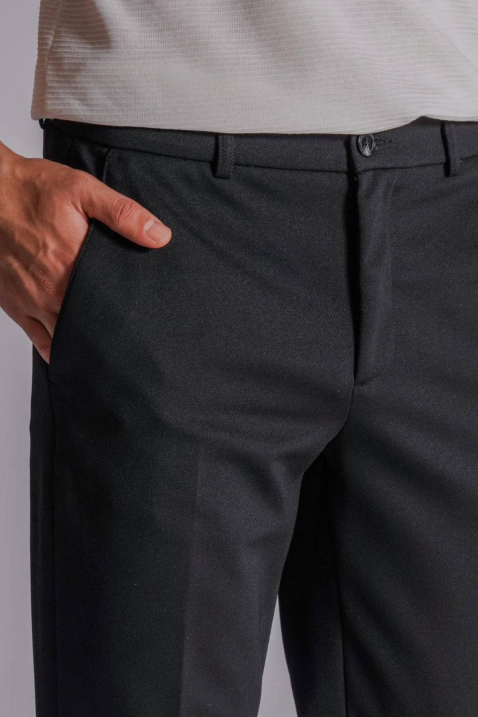 Erkek Yandan Cepli Beli Lastikli Slim Fit Chino Pantolon Siyah