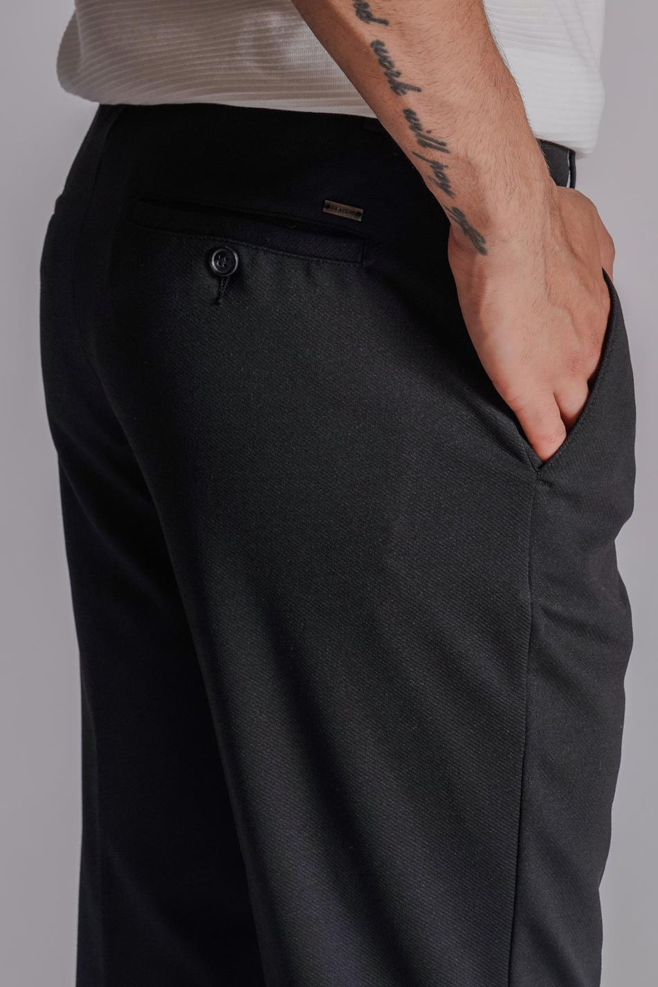 Erkek Yandan Cepli Beli Lastikli Slim Fit Chino Pantolon Siyah