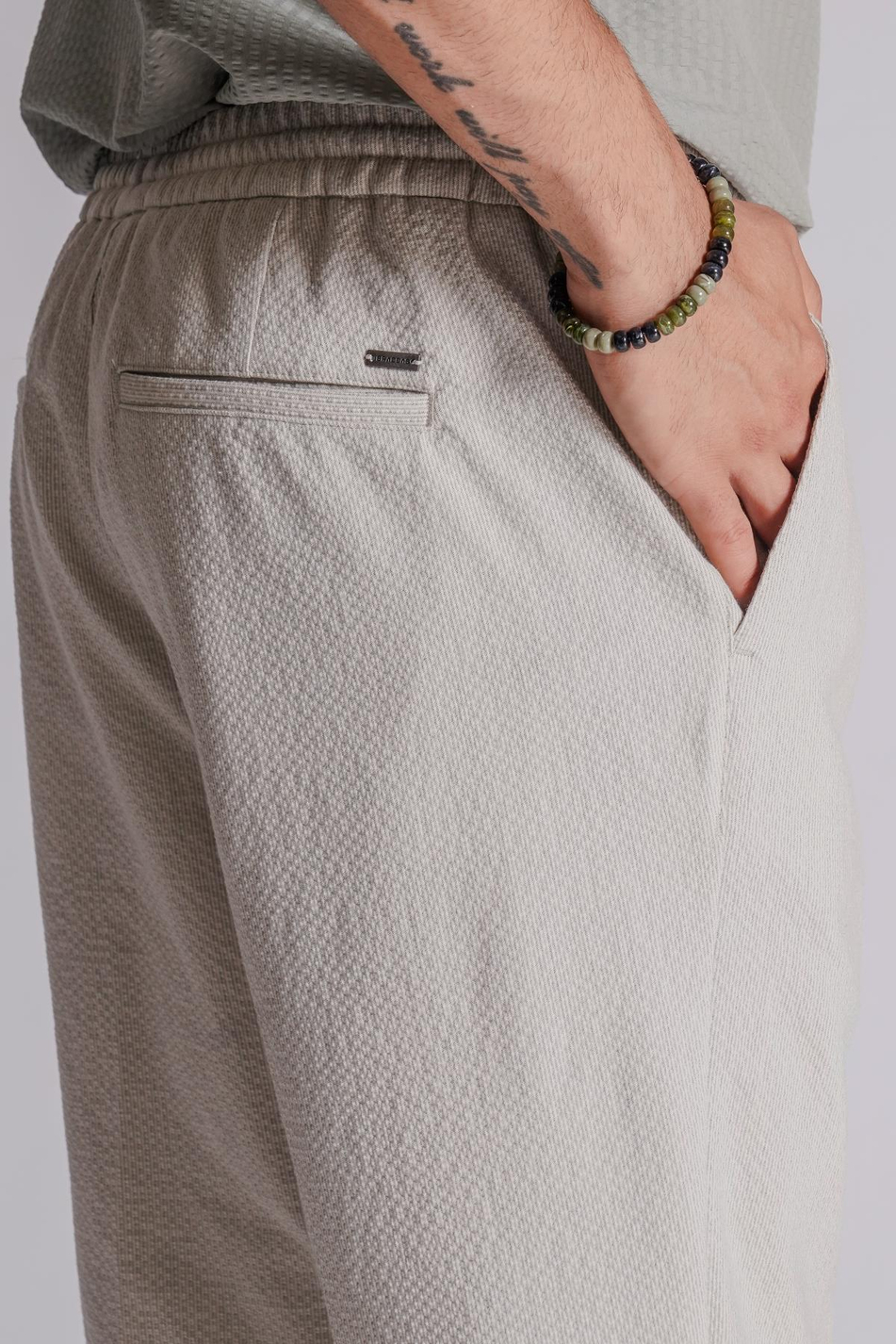 Erkek Yandan Cepli Beli Lastikli Slim Fit Chino Pantolon  Bej