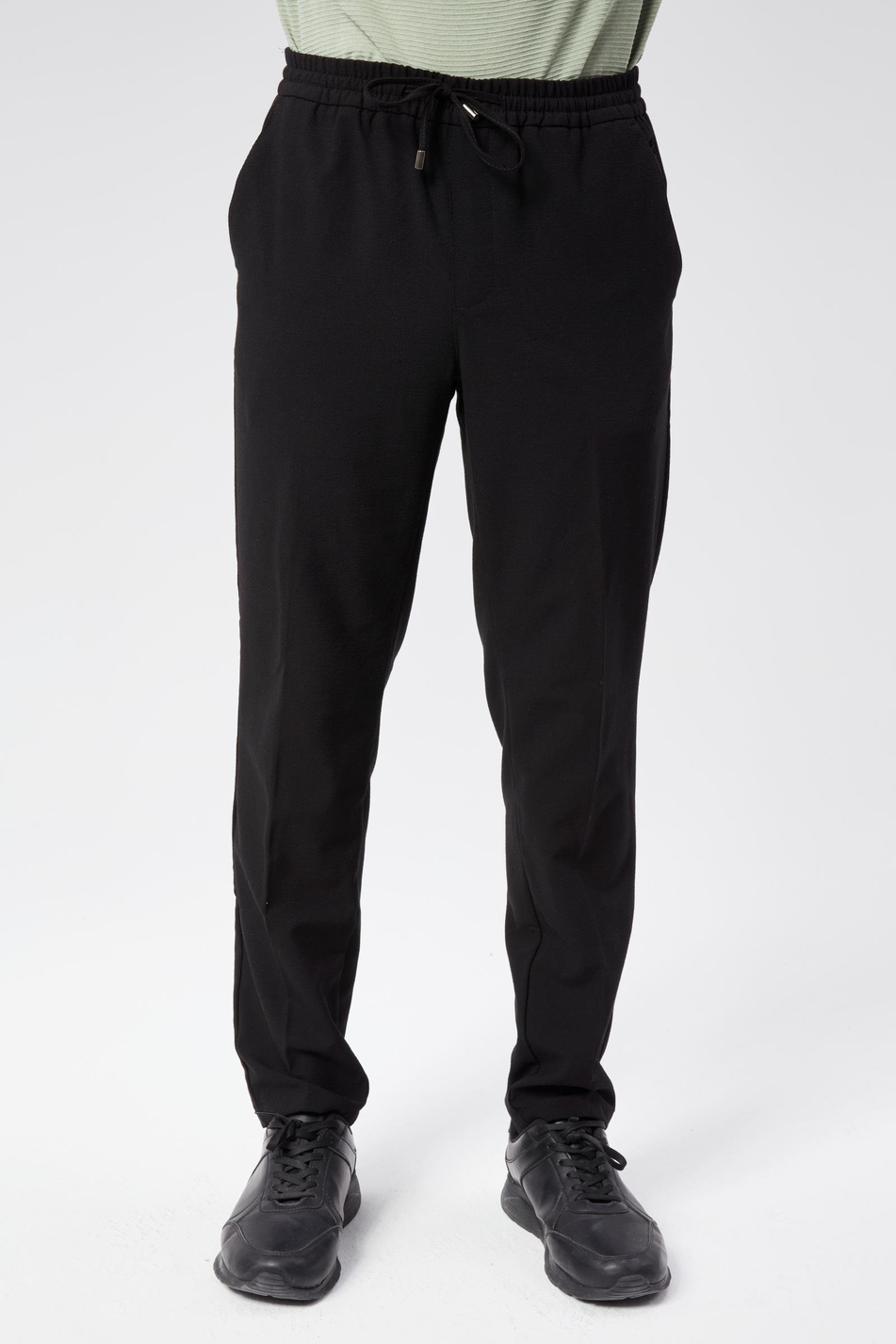 Erkek Yandan Cepli Beli Lastikli Slim Fit Chino Pantolon Siyah