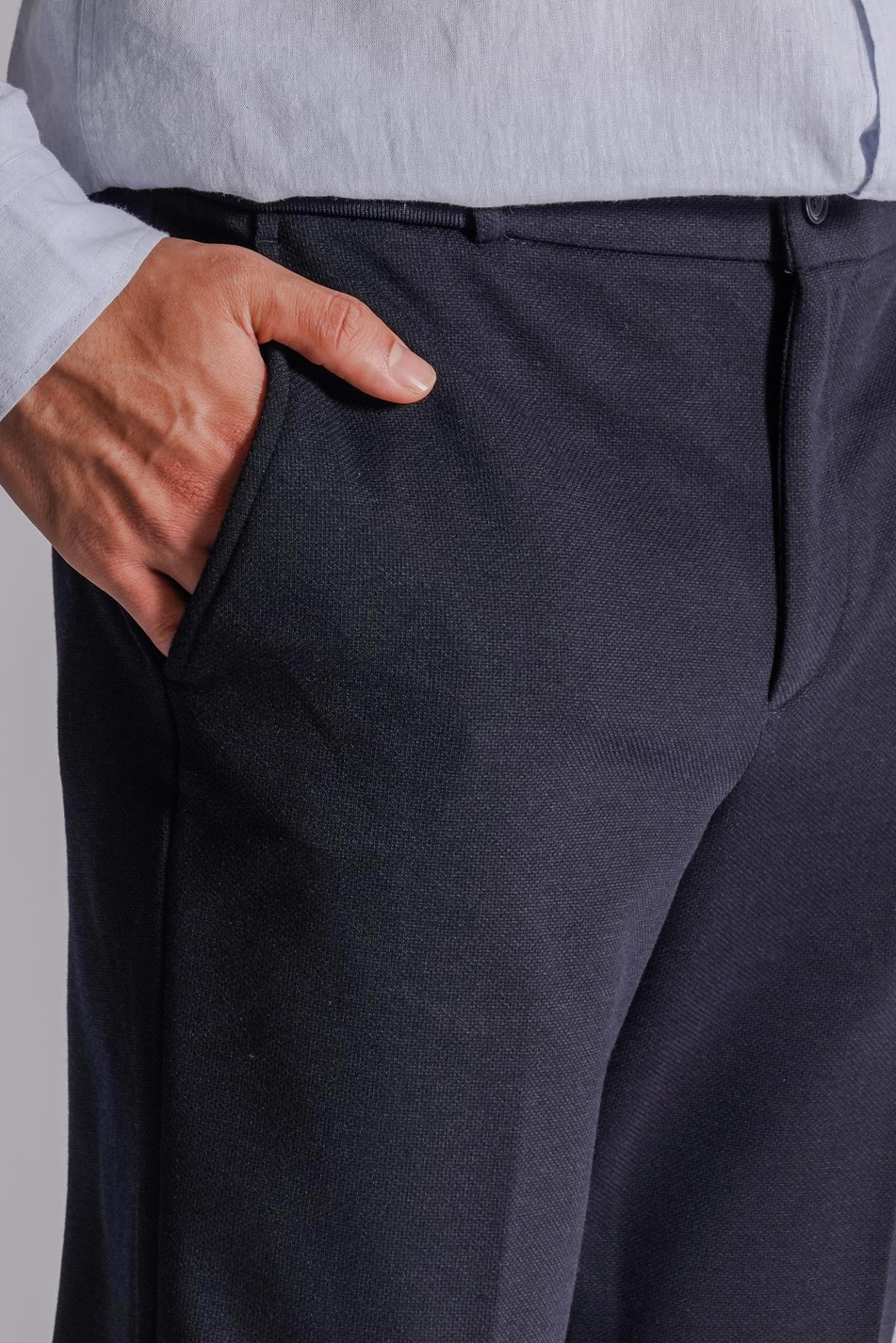 Erkek Yandan Cepli Beli Ribanalı Slim Fit Chino Pantolon Lacivert