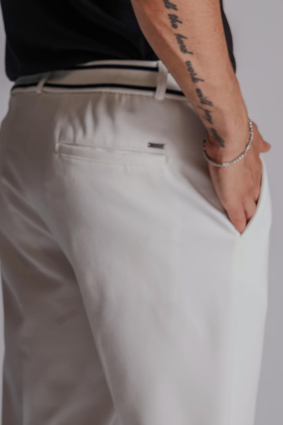Erkek Yandan Cepli Beli Ribanalı Slim Fit Chino Pantolon Lacivert