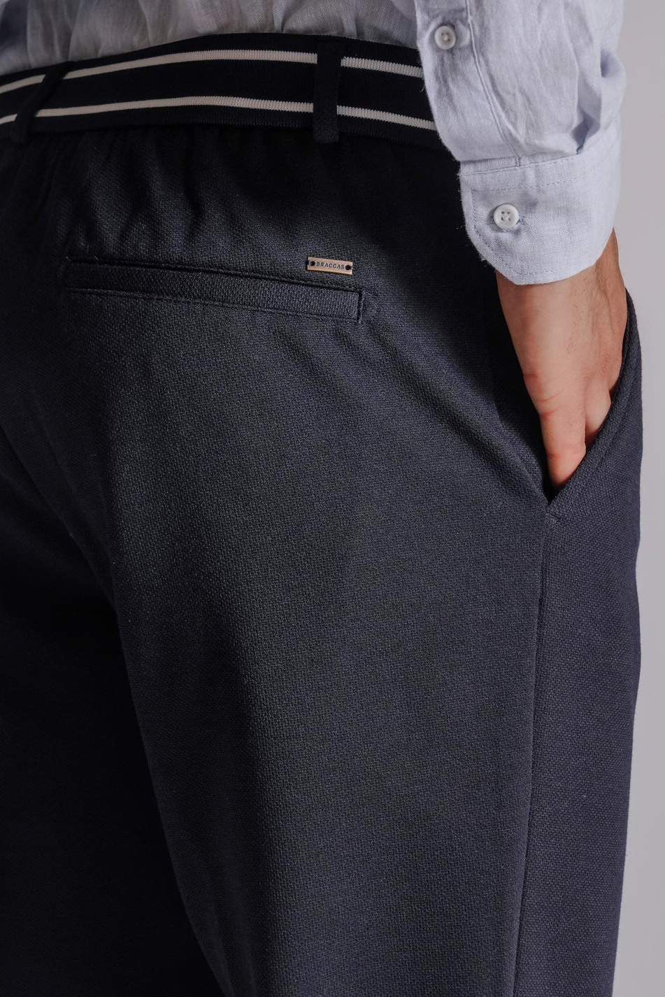 Erkek Yandan Cepli Beli Ribanalı Slim Fit Chino Pantolon Lacivert