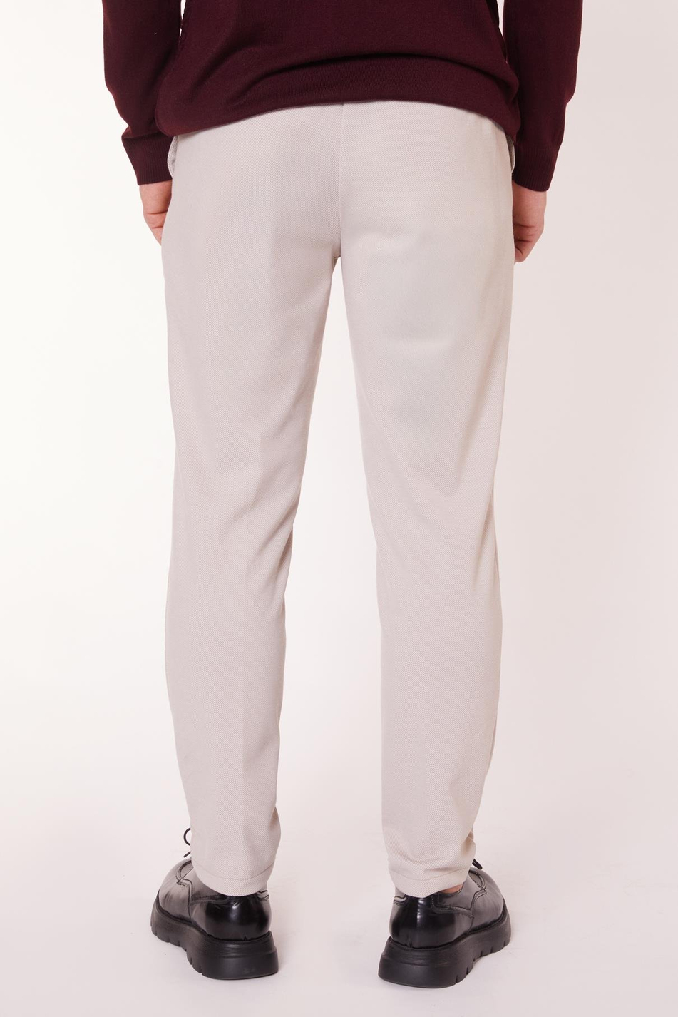 Erkek Yandan Cepli Beli Yarım Lastikli Slim Fit Chino Bej Pantolon