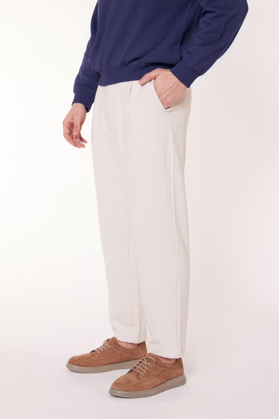 Erkek Yandan Cepli Dokulu Rahat Kalıp Taş Pantolon