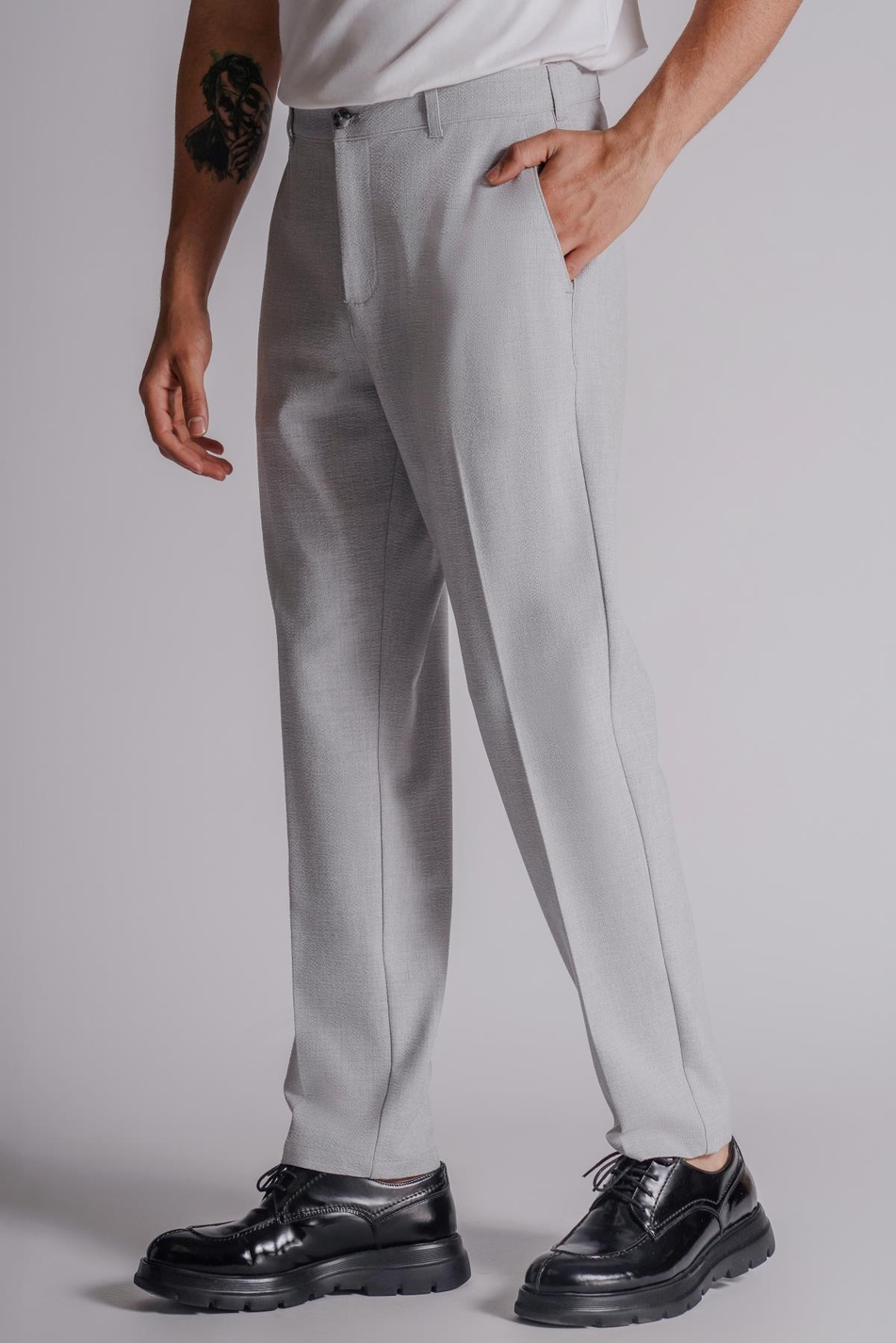 Erkek Yandan Cepli Klasik Bel Regular Fit Chino Pantolon Gri