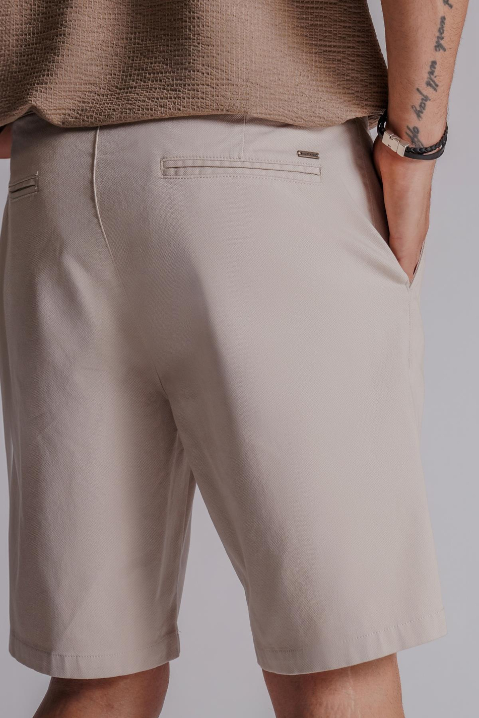 Erkek Yandan Cepli Klasik Bel Relaxed Fit Chino Şort Bej