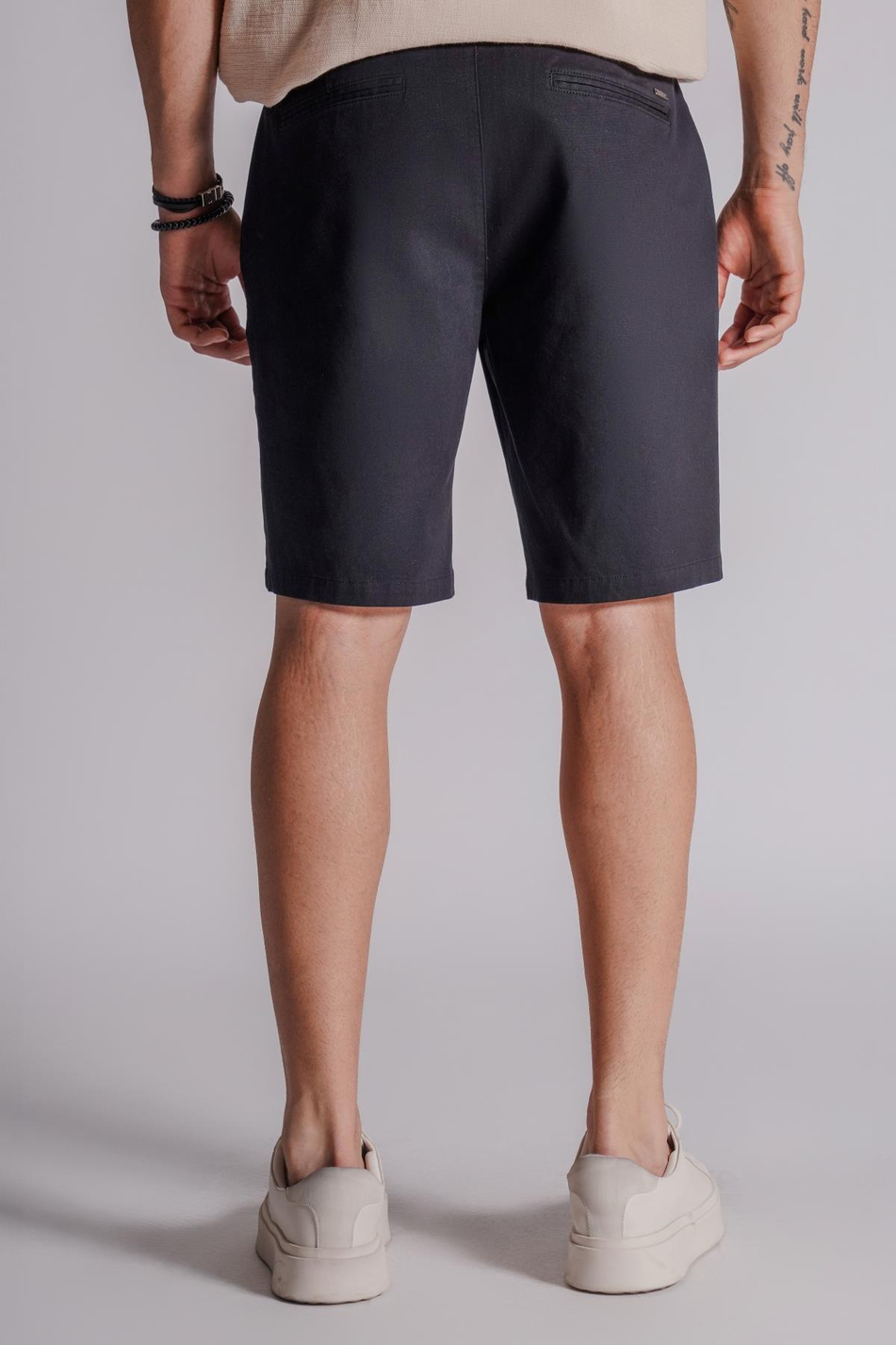 Erkek Yandan Cepli Klasik Bel Relaxed Fit Chino Şort Siyah