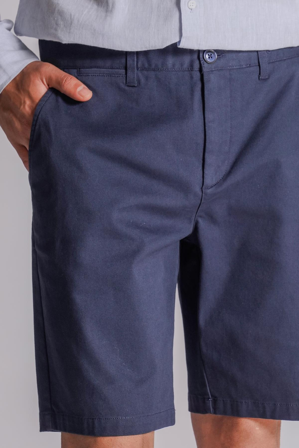 Erkek Yandan Cepli Klasik Bel Relaxed Fit Chino Şort Lacivert