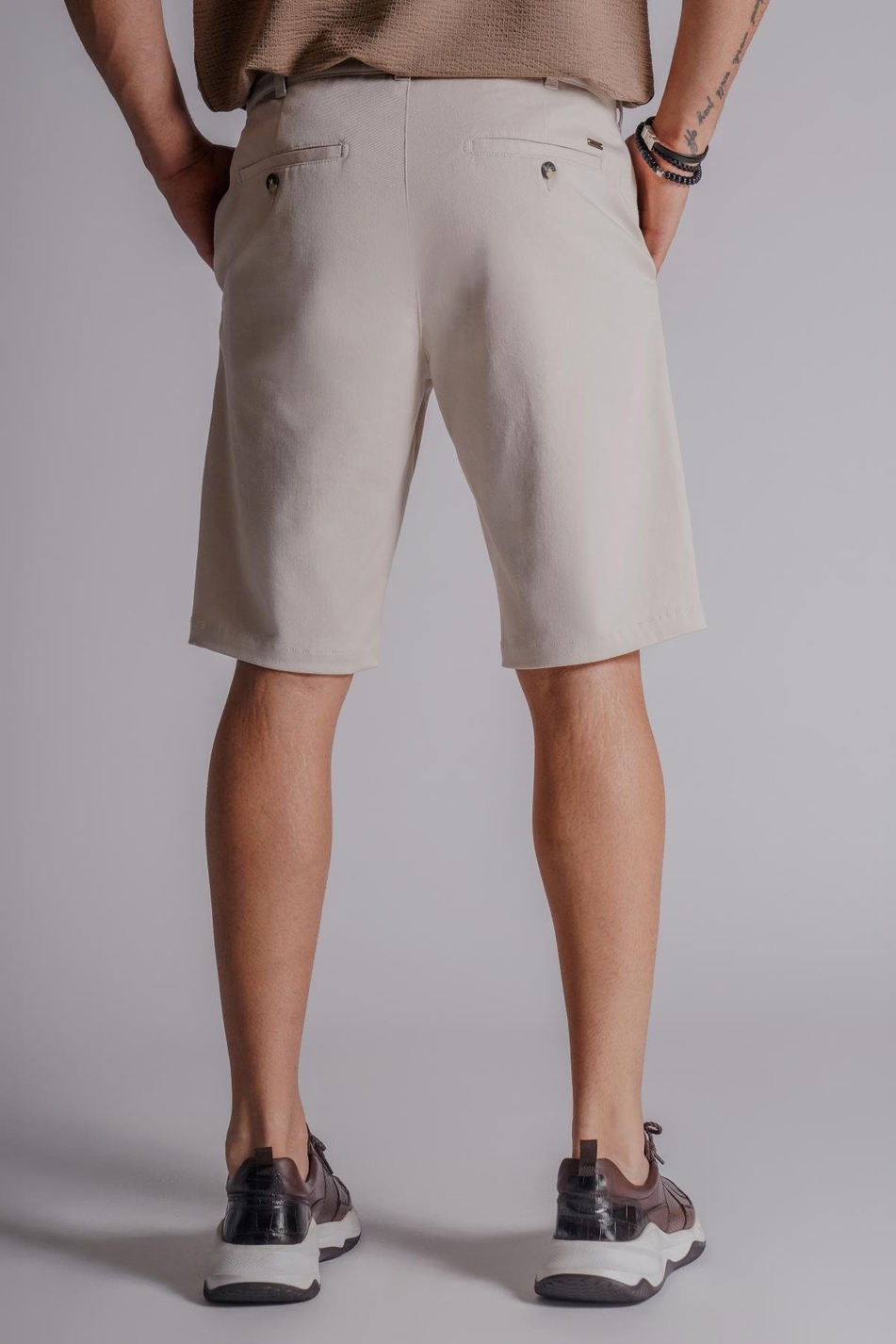 Erkek Yandan Cepli Klasik Bel Slim Fit Chino Şort Bej