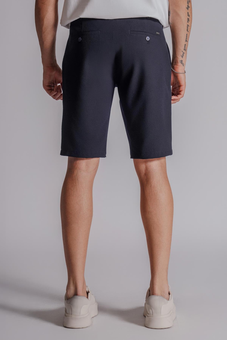 Erkek Yandan Cepli Klasik Bel Slim Fit Chino Şort Lacivert