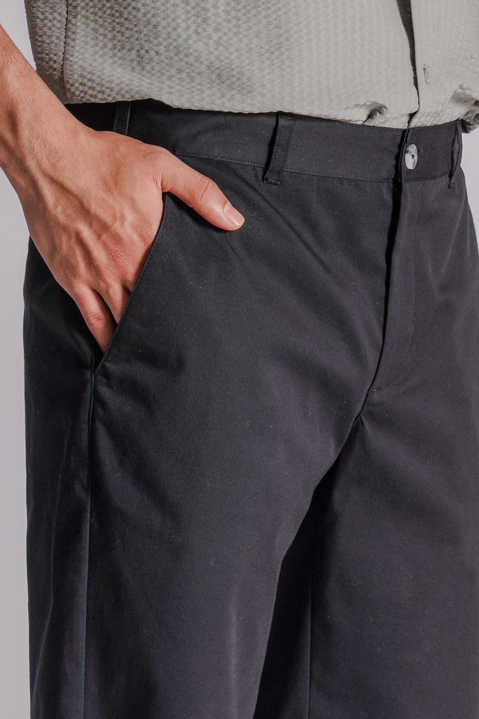 Erkek Yandan Cepli Klasik Bel Slim Fit Chino Şort Siyah