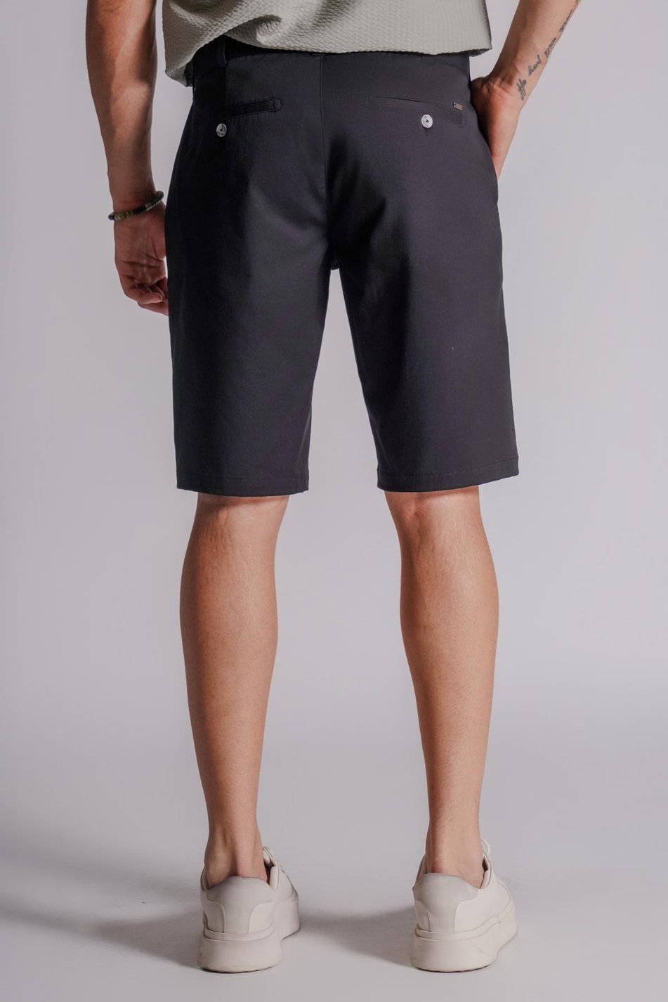 Erkek Yandan Cepli Klasik Bel Slim Fit Chino Şort Siyah