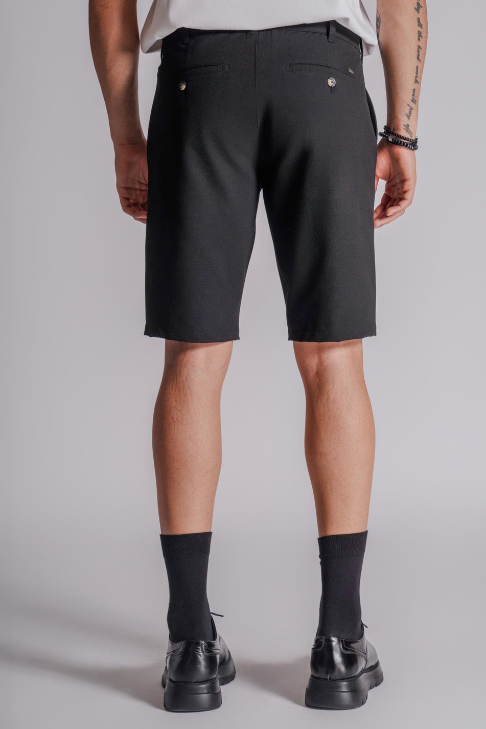 Erkek Yandan Cepli Klasik Bel Slim Fit Chino Şort Siyah