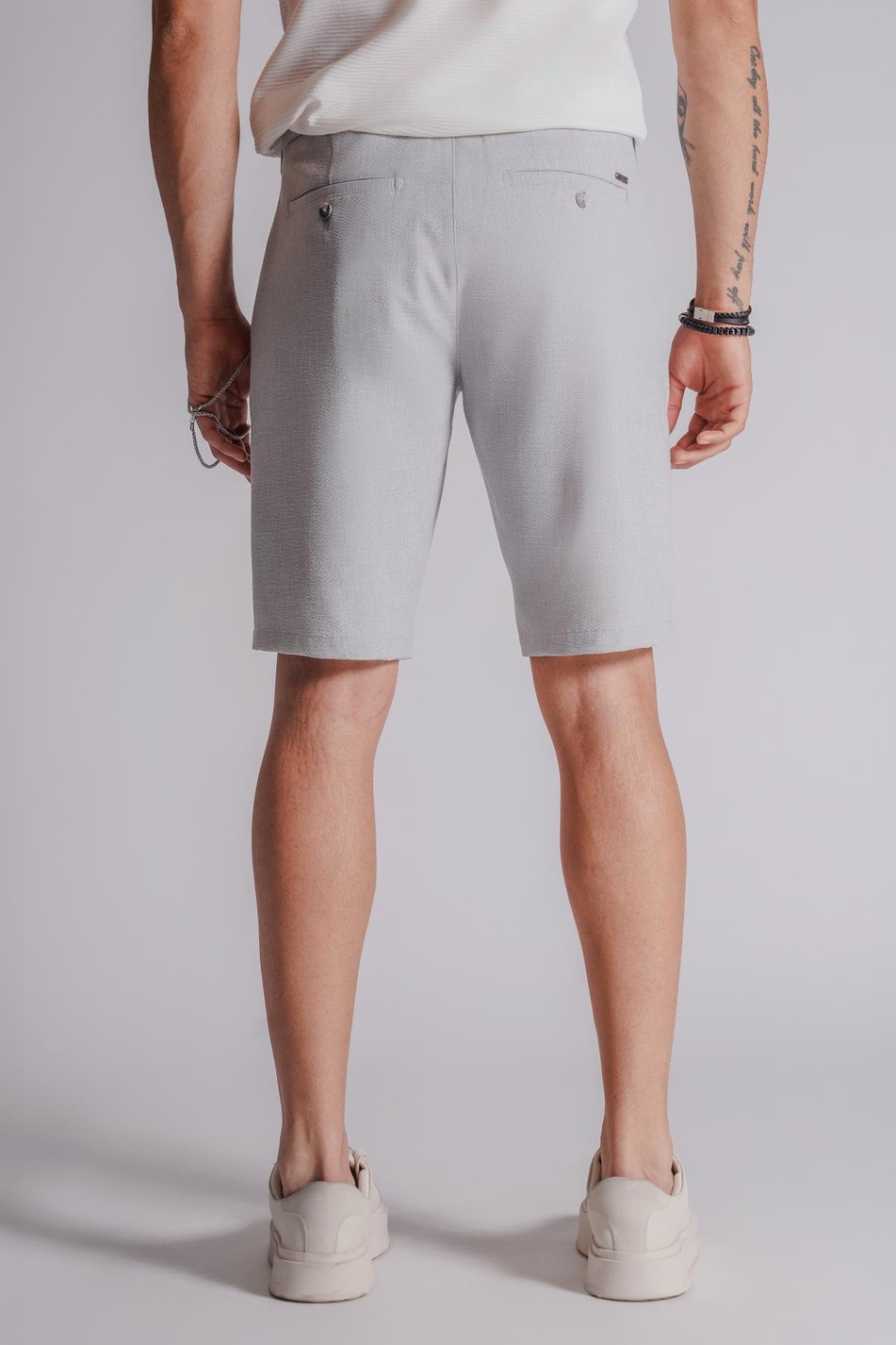 Erkek Yandan Cepli Klasik Bel Slim Fit Chino Şort Gri