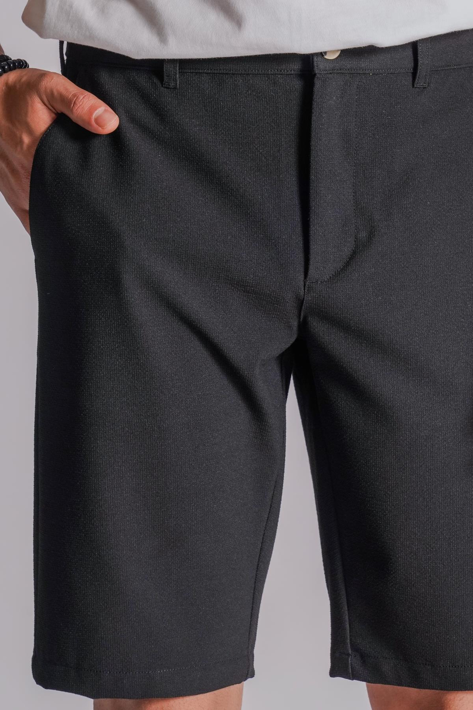 Erkek Yandan Cepli Klasik Bel Slim Fit Chino Şort Siyah