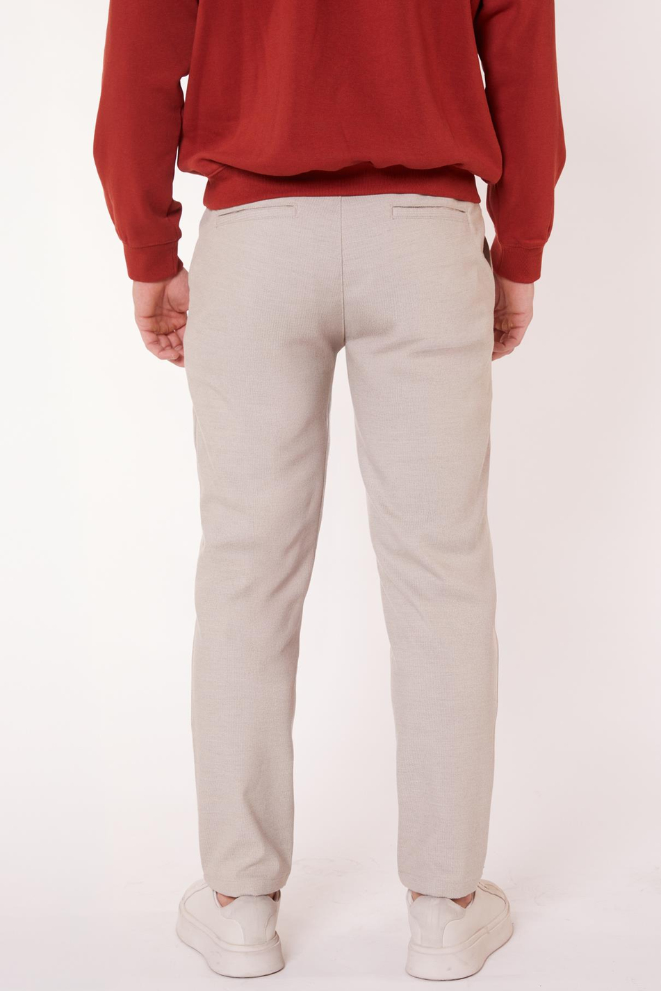 Erkek Yandan Cepli Slim Fit Bej Chino Pantolon