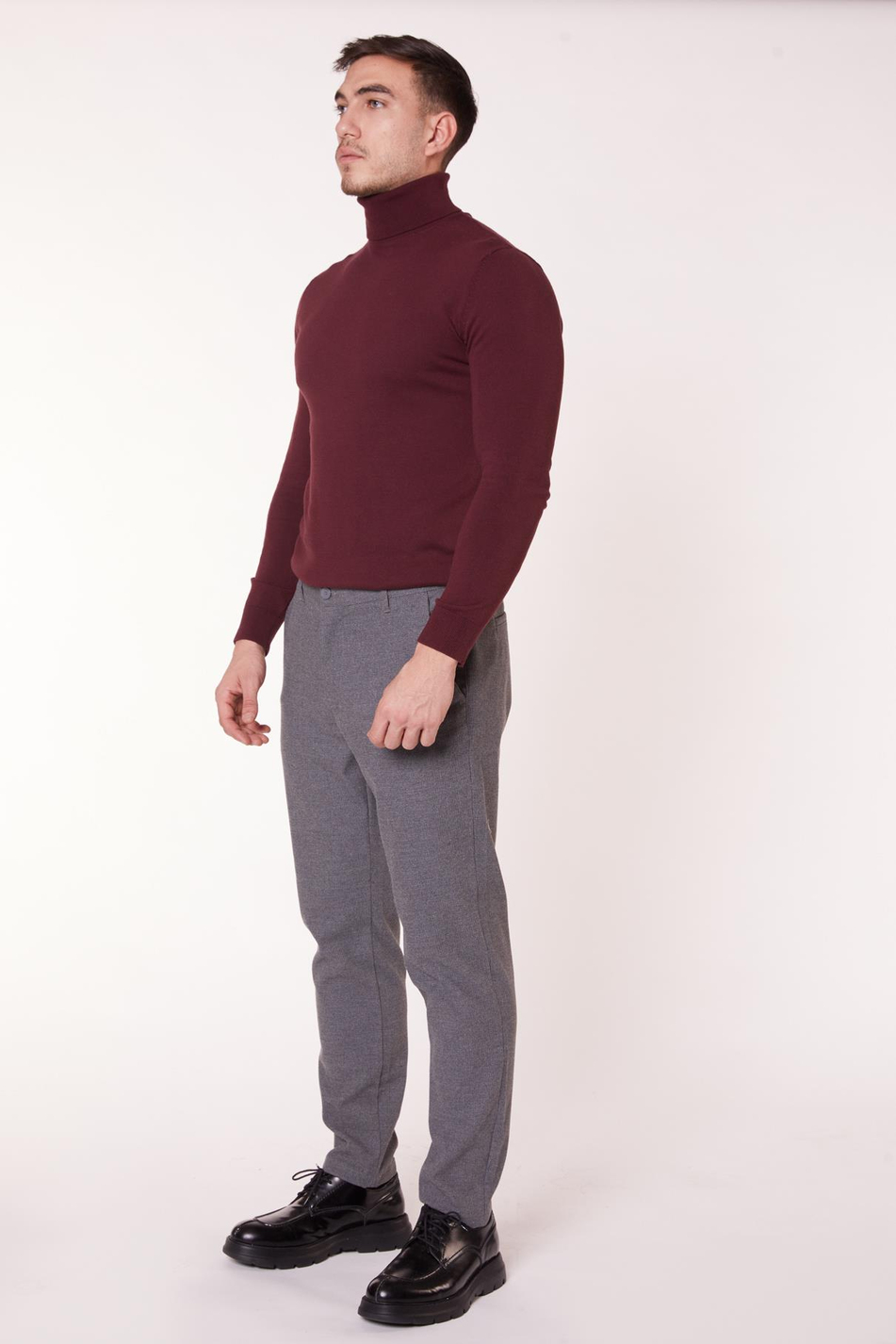 Erkek Yandan Cepli Slim Fit Gri Chino Pantolon