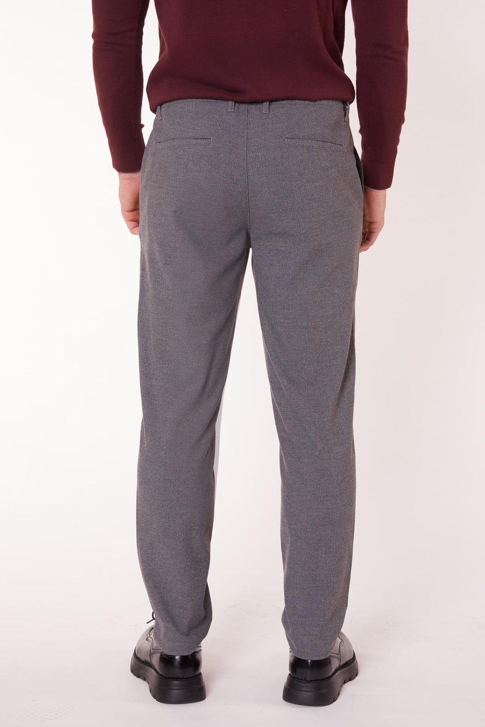 Erkek Yandan Cepli Slim Fit Gri Chino Pantolon