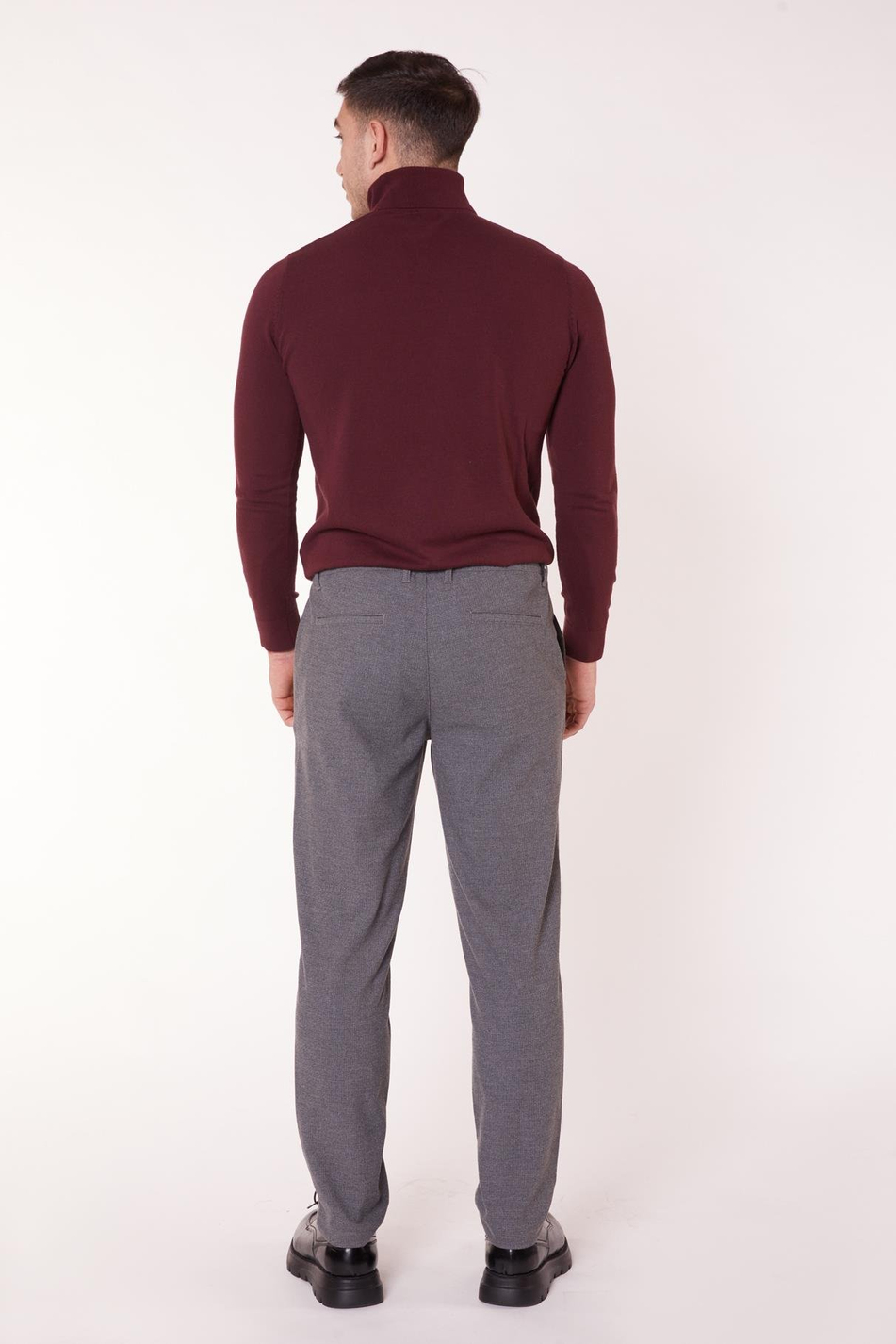 Erkek Yandan Cepli Slim Fit Gri Chino Pantolon